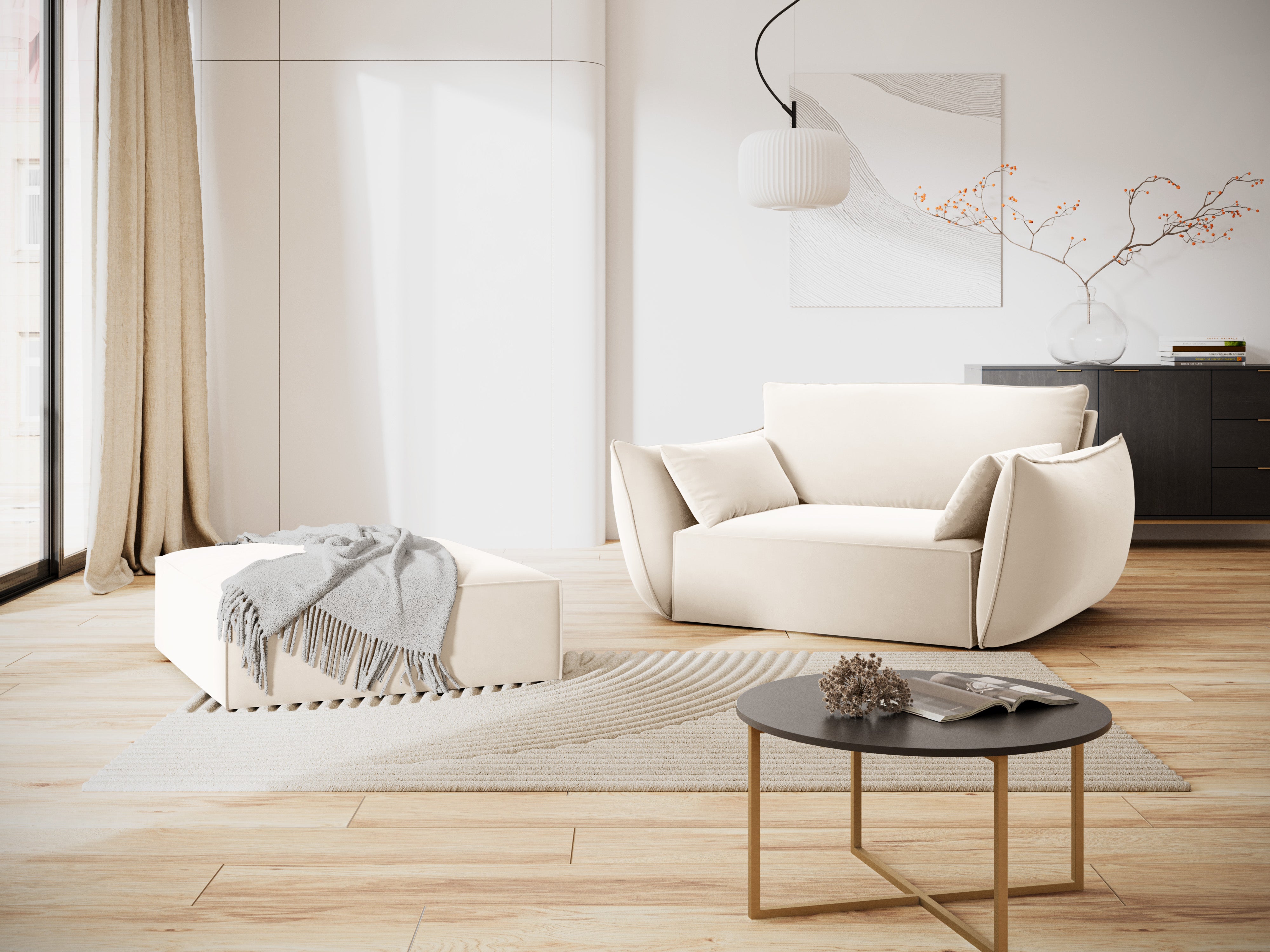 Fotel aksamitny VANDA beżowy Mazzini Sofas    Eye on Design