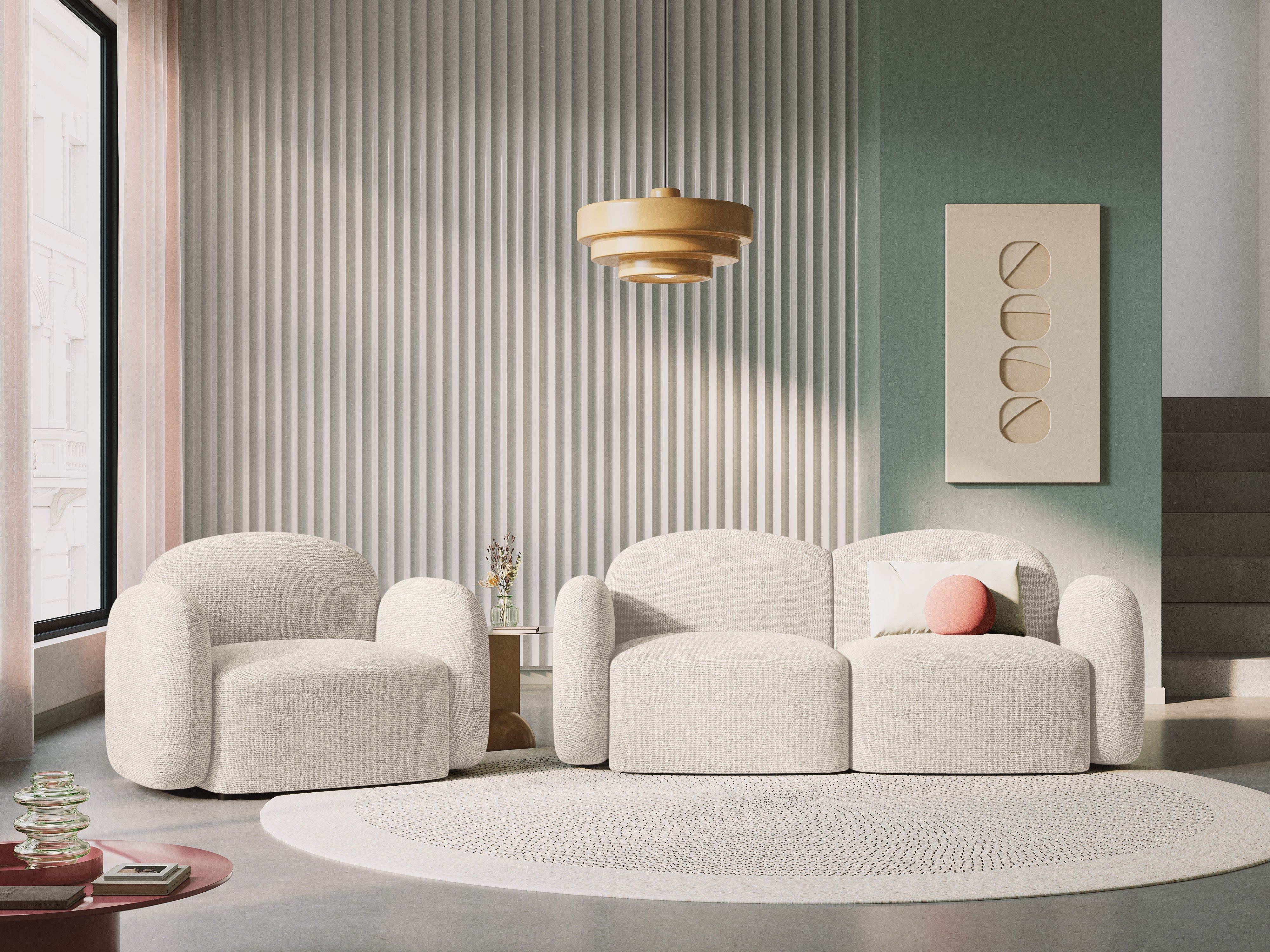 Sofa 2-osobowa LAURENT szenil jasnobeżowy melanż Interieurs 86    Eye on Design