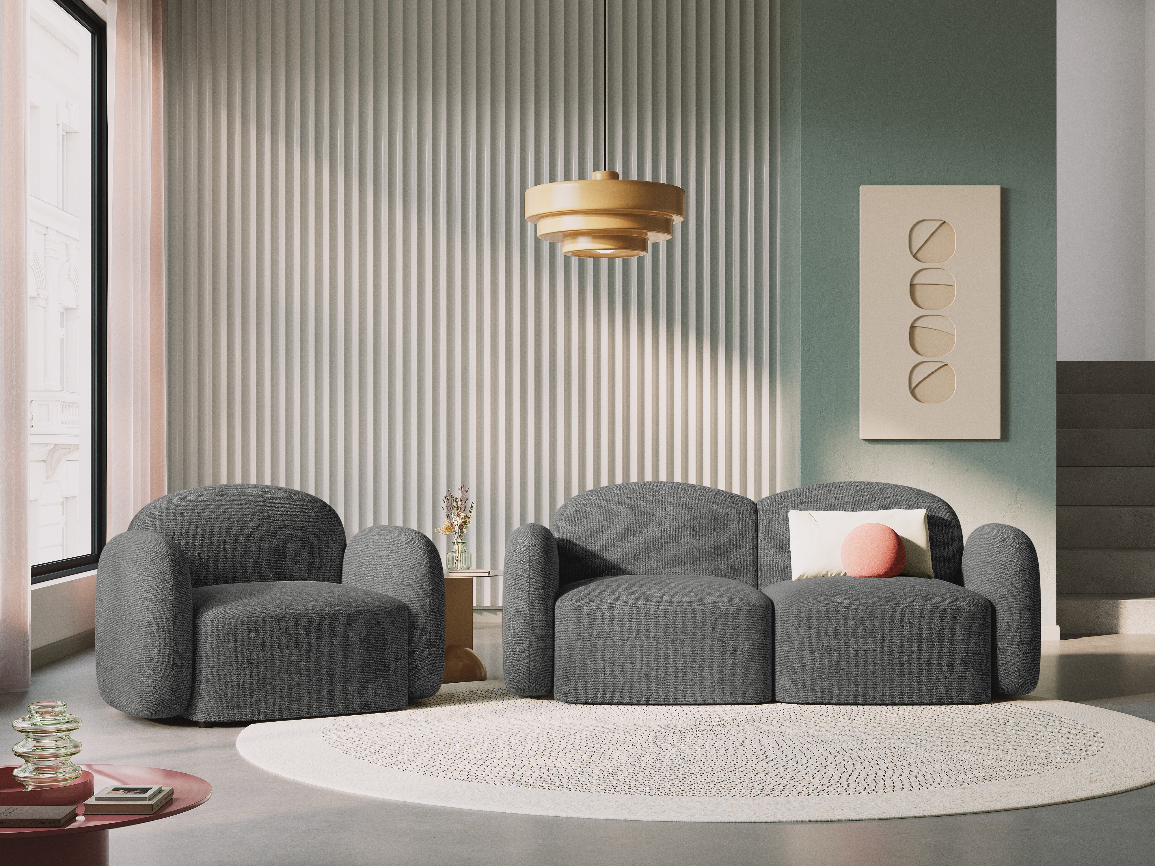 Sofa 2-osobowa LAURENT szenil ciemnoszary melanż Interieurs 86    Eye on Design