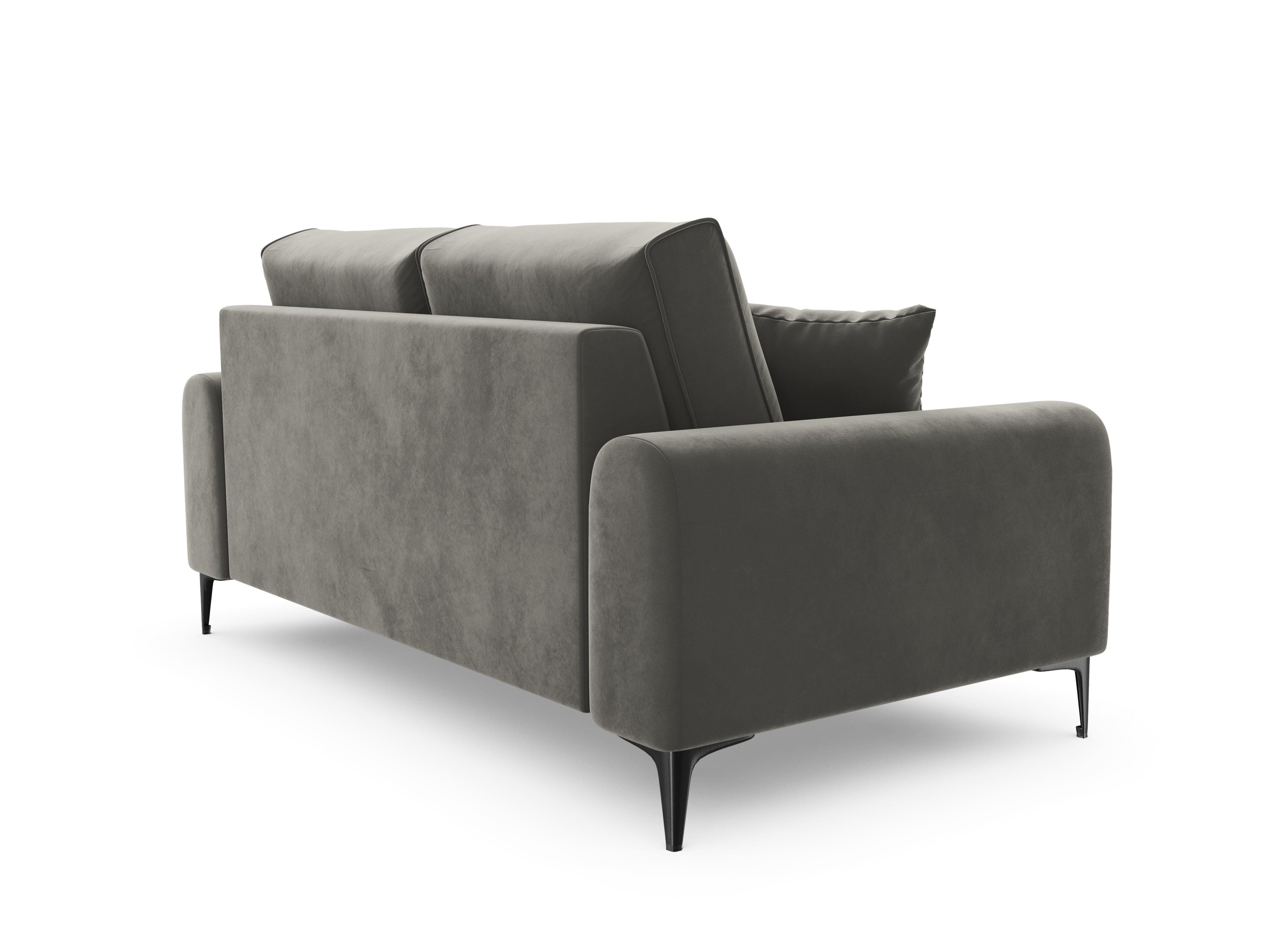 Sofa aksamitna 2-osobowa MADARA szary z czarną podstawą Mazzini Sofas    Eye on Design