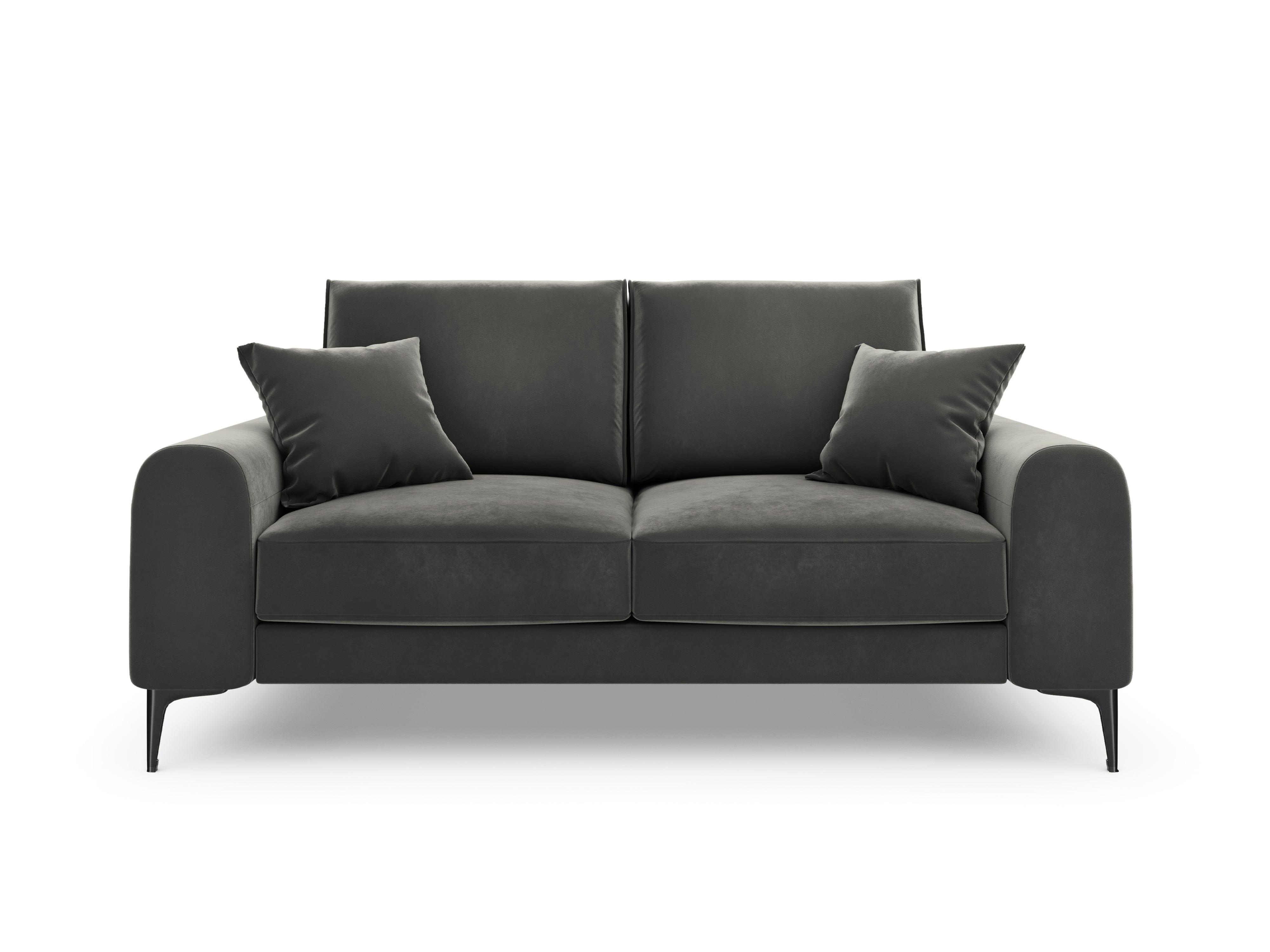Sofa aksamitna 2-osobowa MADARA ciemnoszary z czarną podstawą Mazzini Sofas    Eye on Design