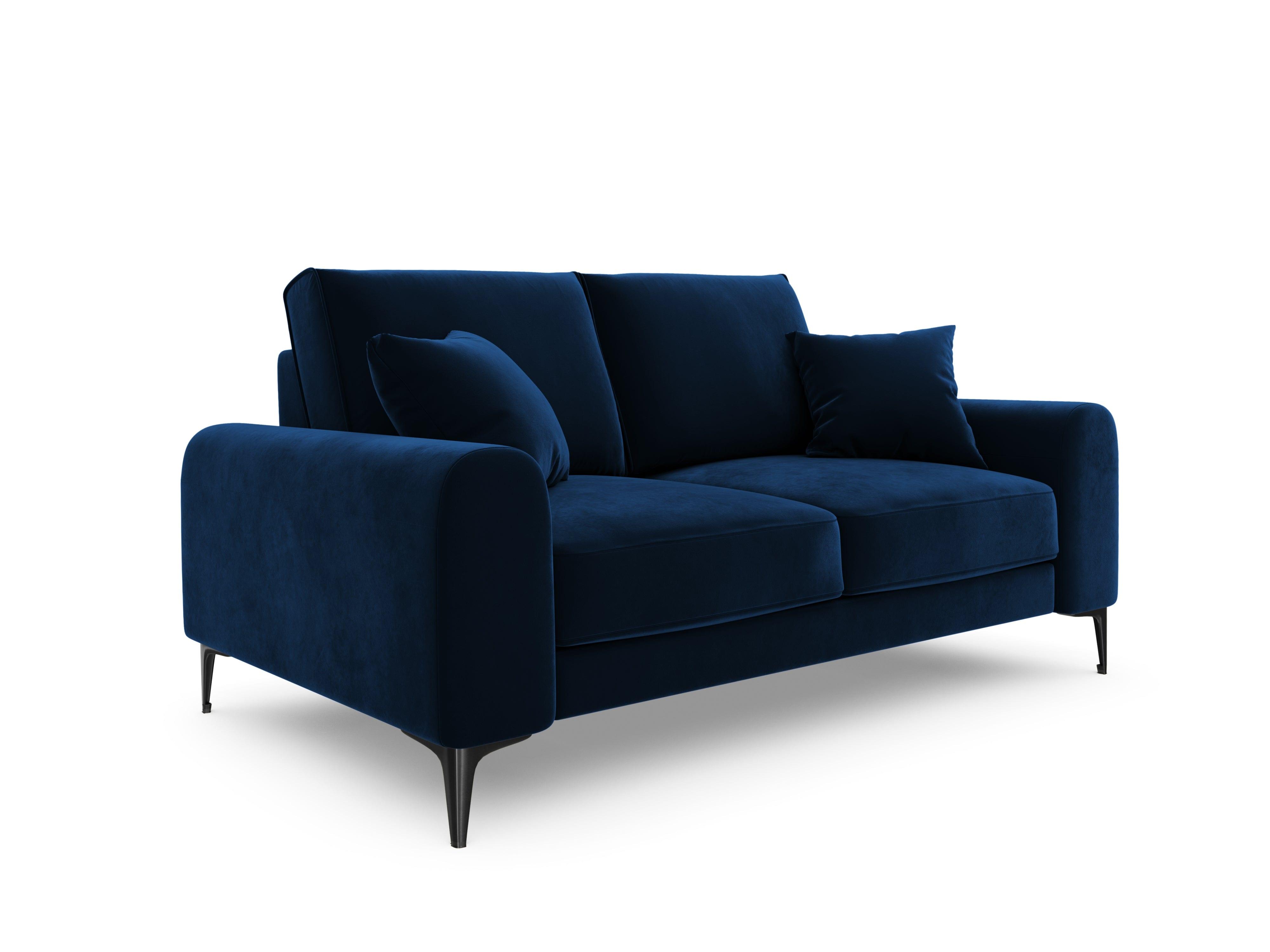 Sofa aksamitna 2-osobowa MADARA królewski niebieski z czarną podstawą Mazzini Sofas    Eye on Design