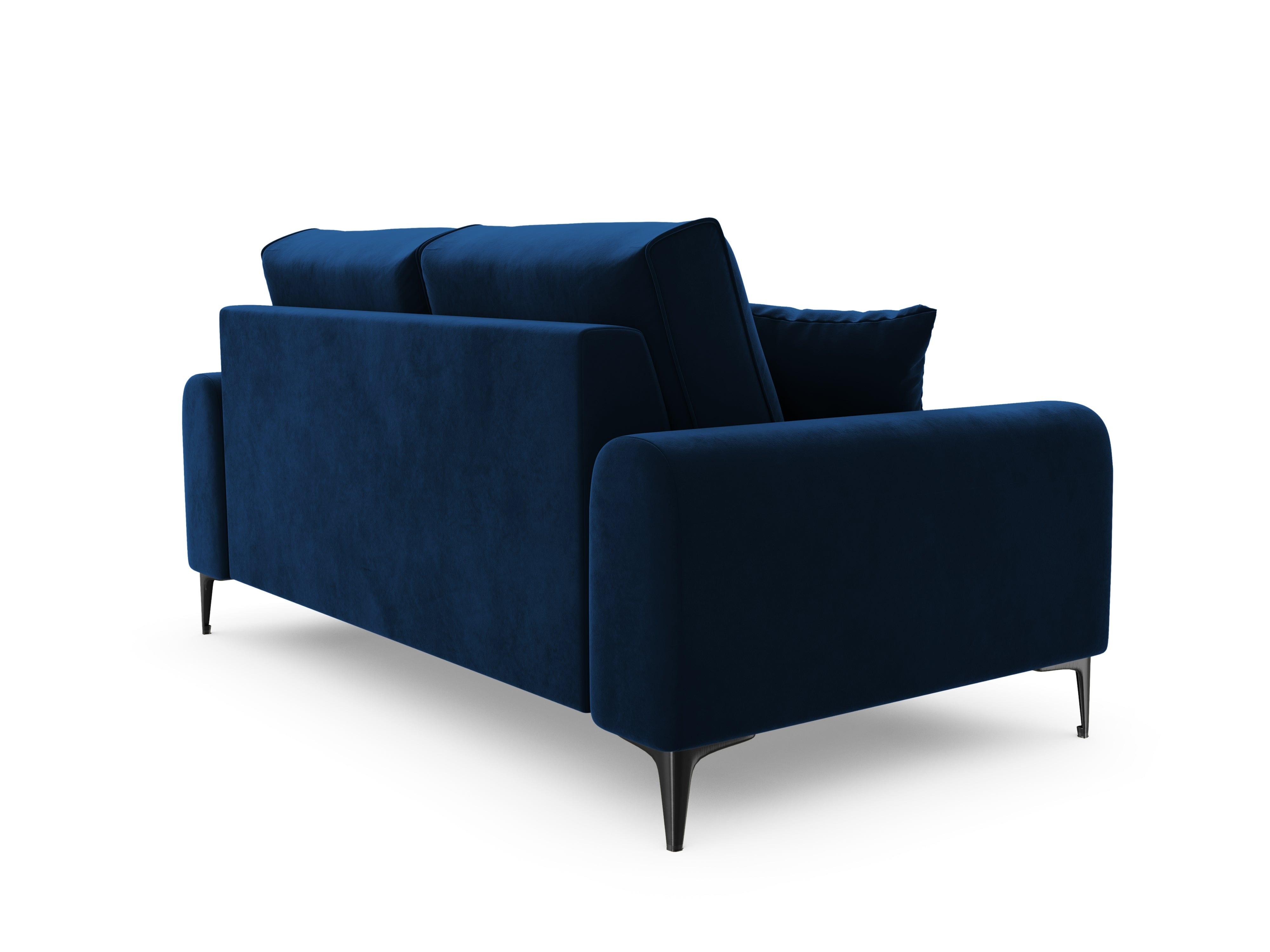 Sofa aksamitna 2-osobowa MADARA królewski niebieski z czarną podstawą Mazzini Sofas    Eye on Design