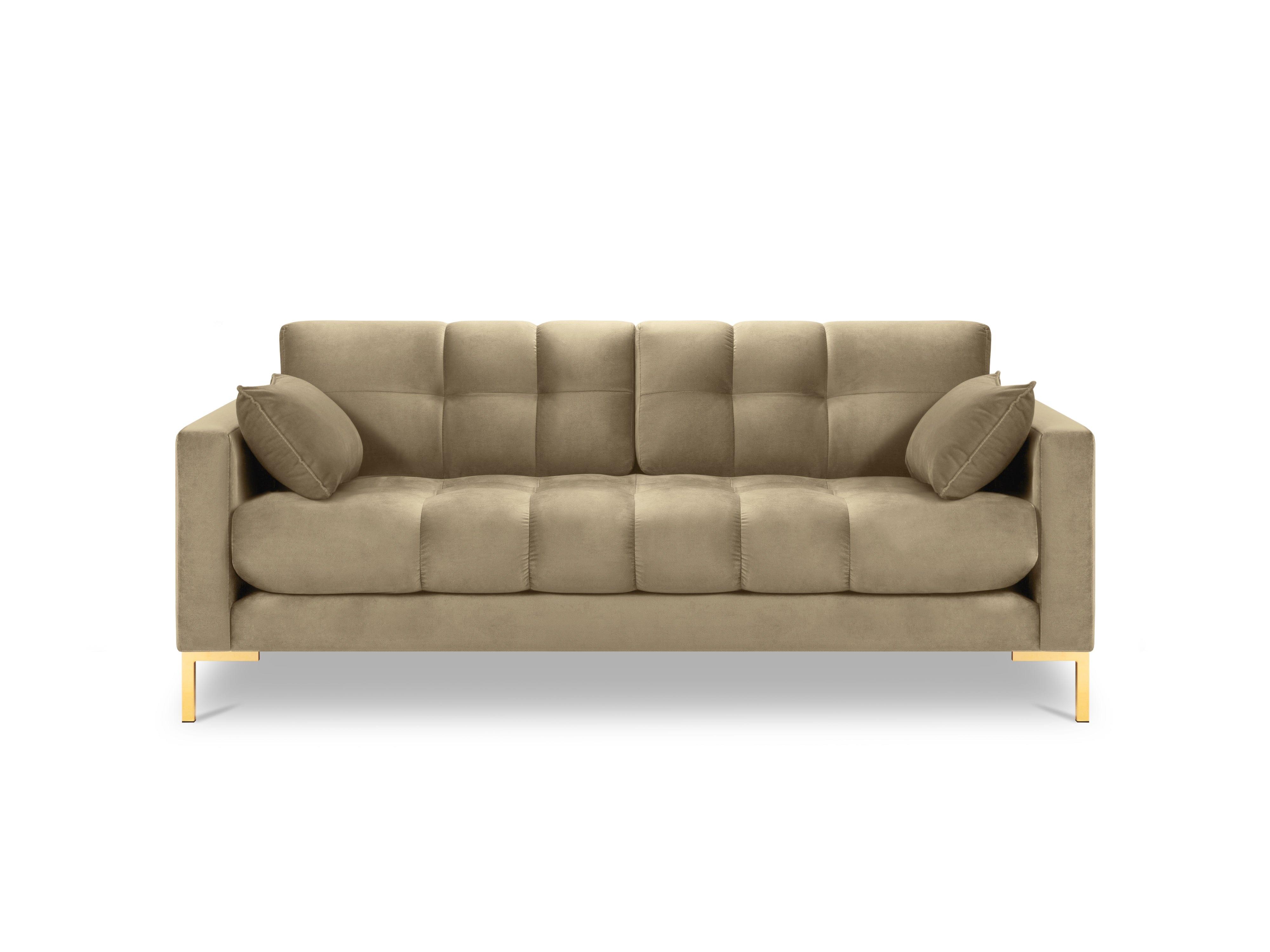 aksamitna sofa beżowa