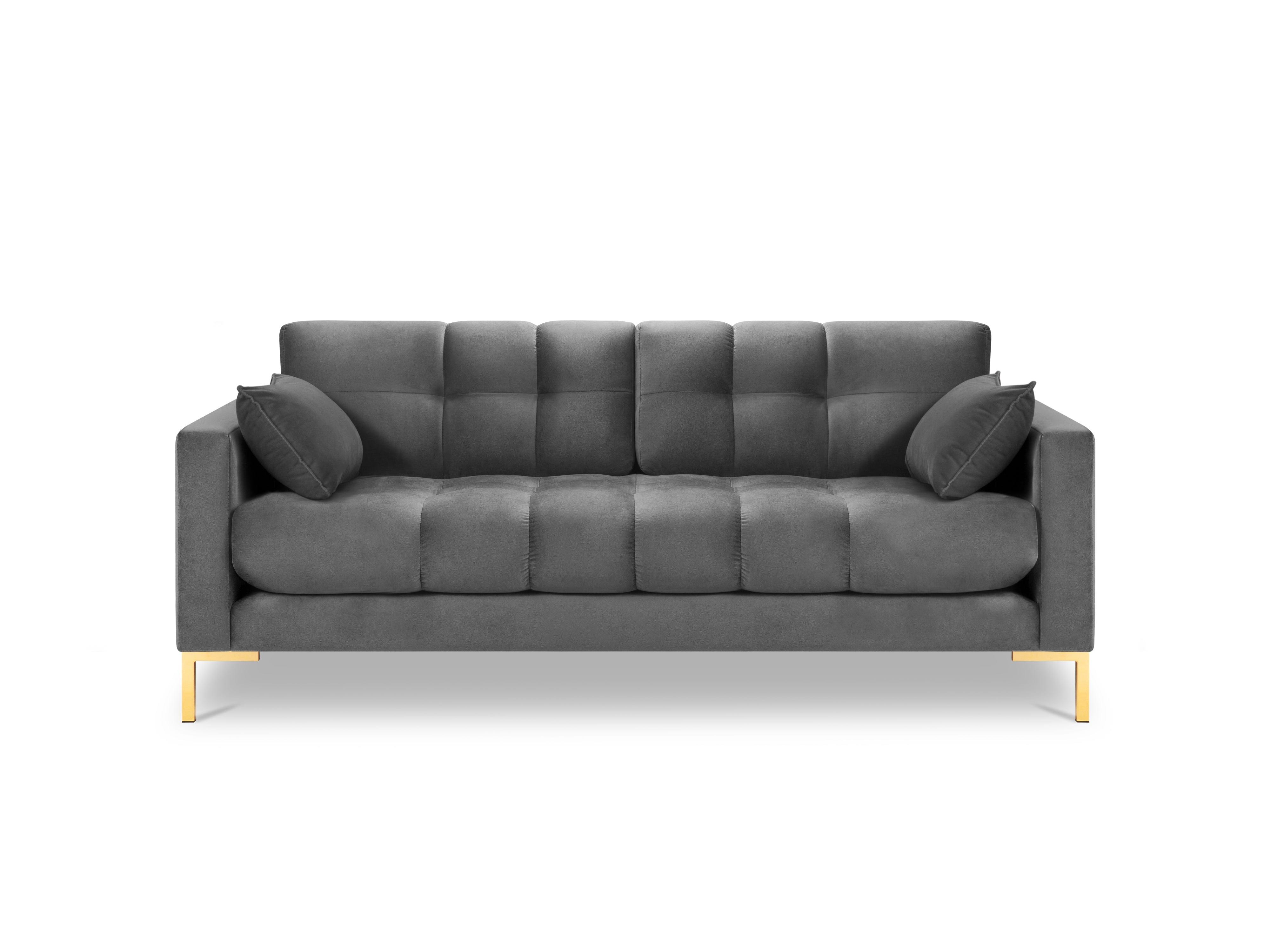 sofa pikowana jasnoszara aksamitna 
