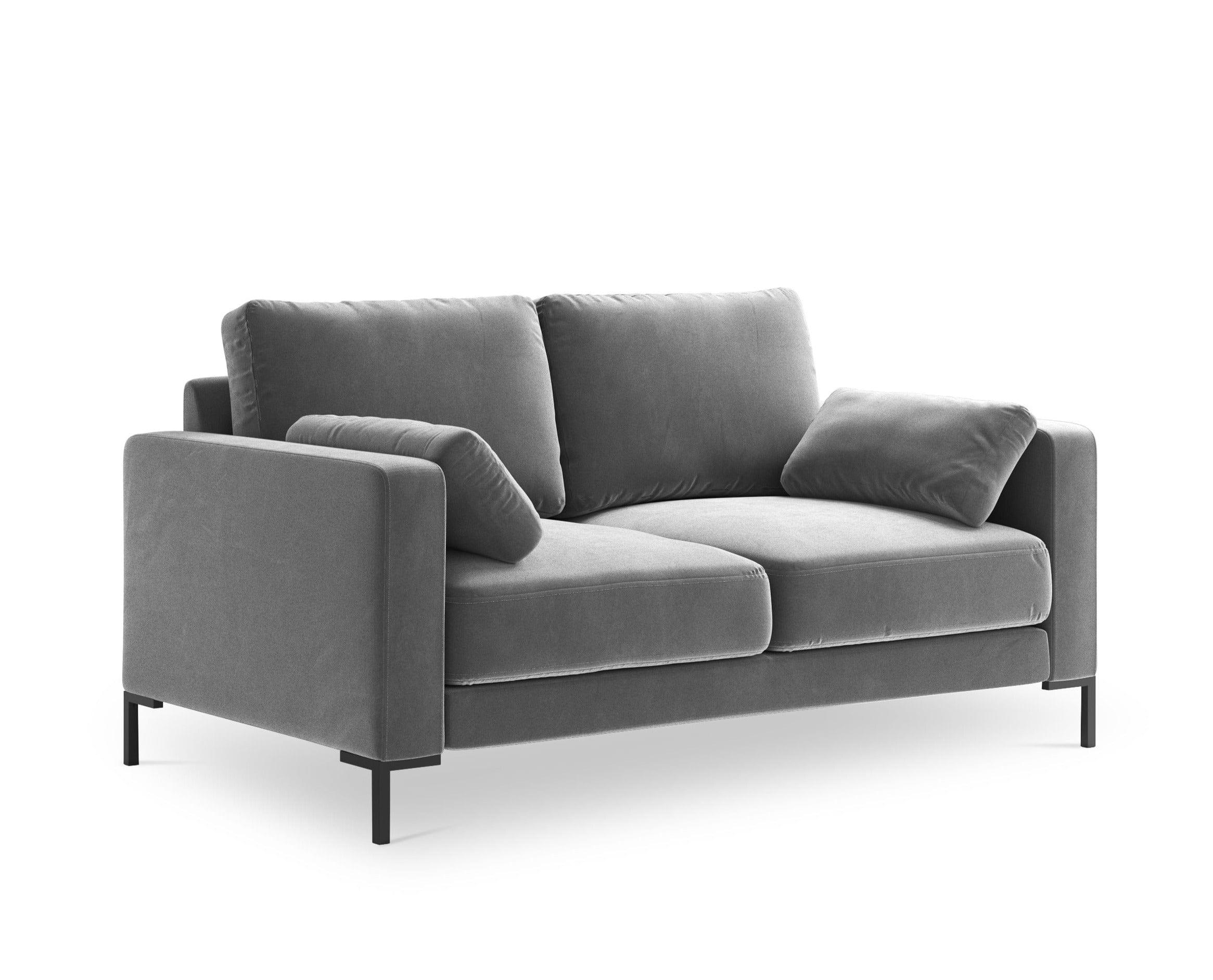 aksamitna sofa 2-osobowa szara 
