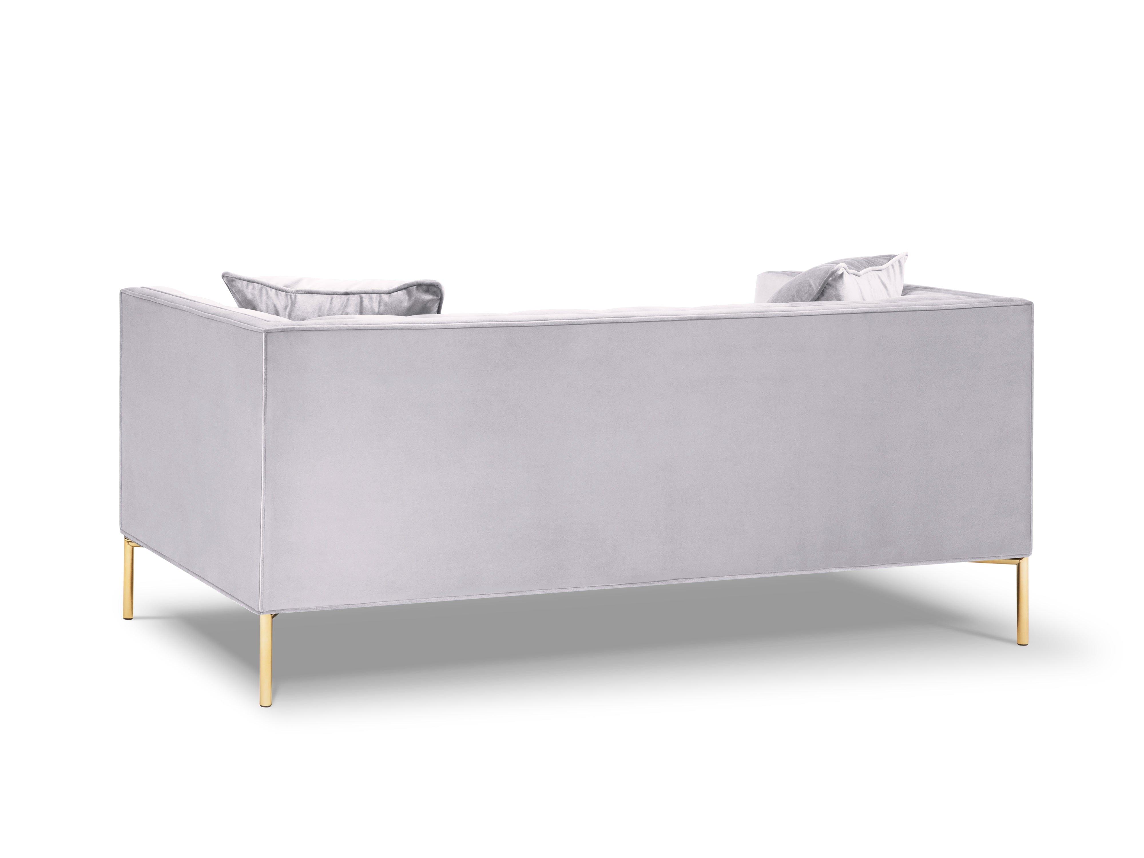 Sofa aksamitna 2-osobowa KAROO srebrny, Micadoni, Eye on Design
