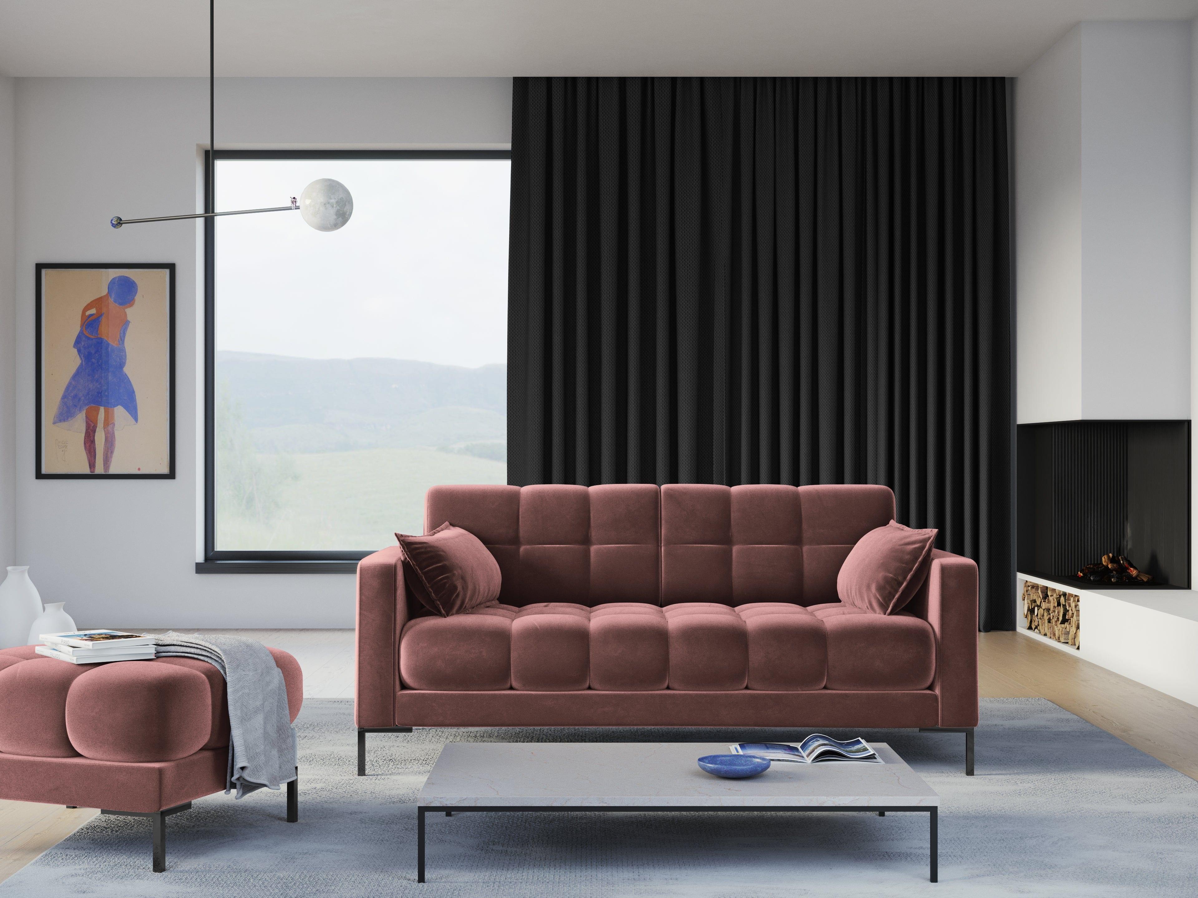 nowoczesna różowa sofa aksamitna 