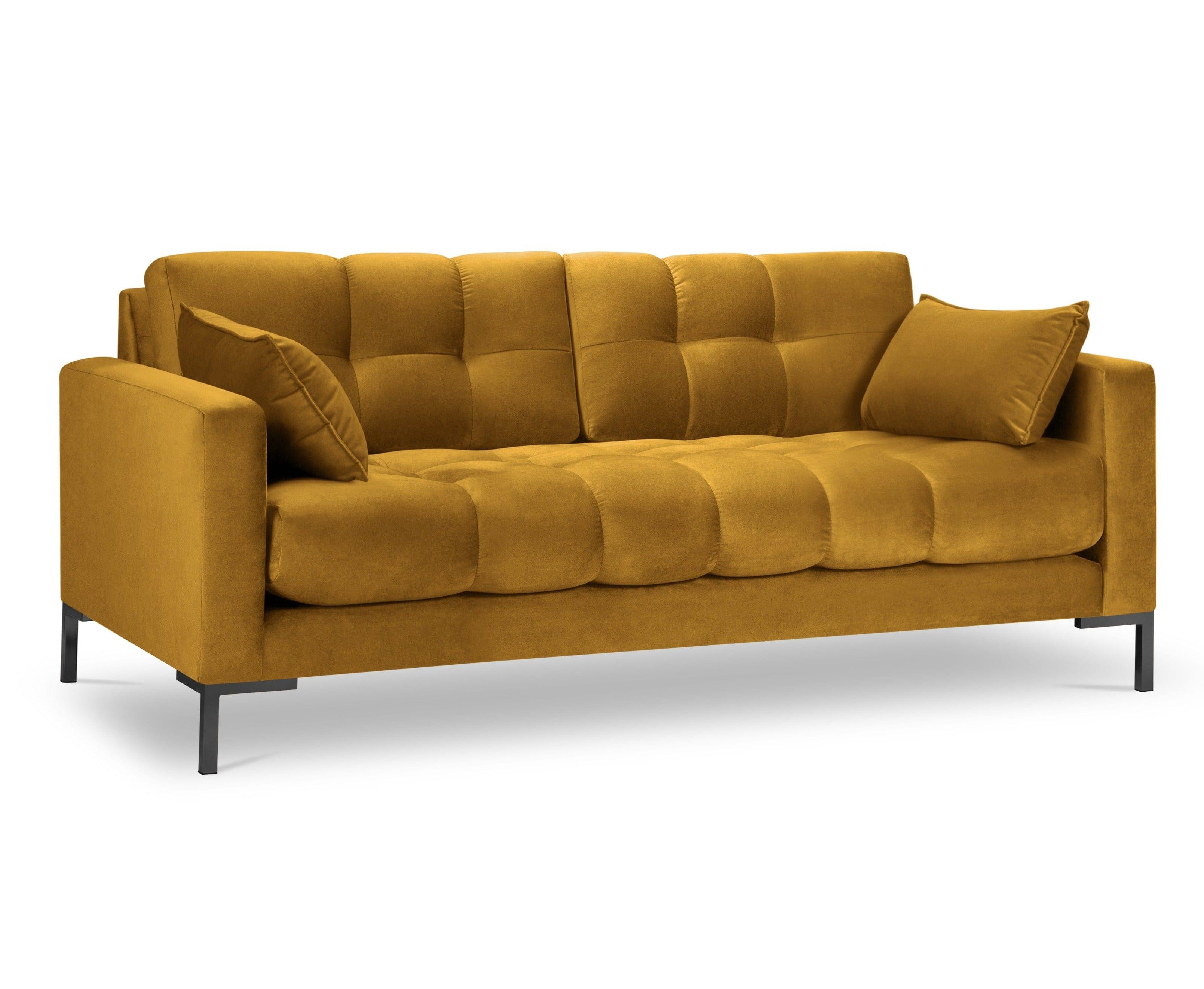 2-osobowa sofa aksamitna żółta 