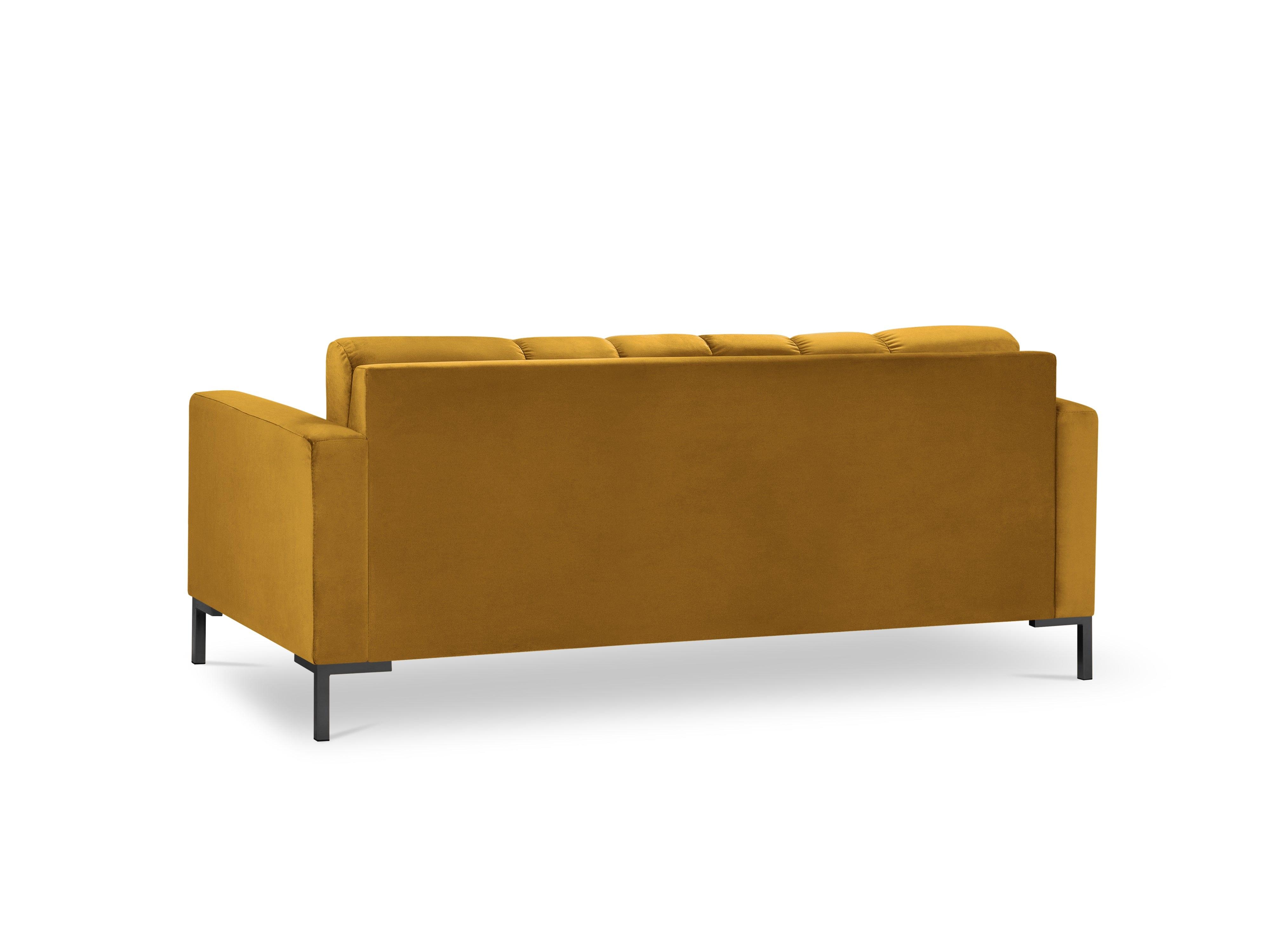 sofa z podłokietnikami aksamitna żółta 