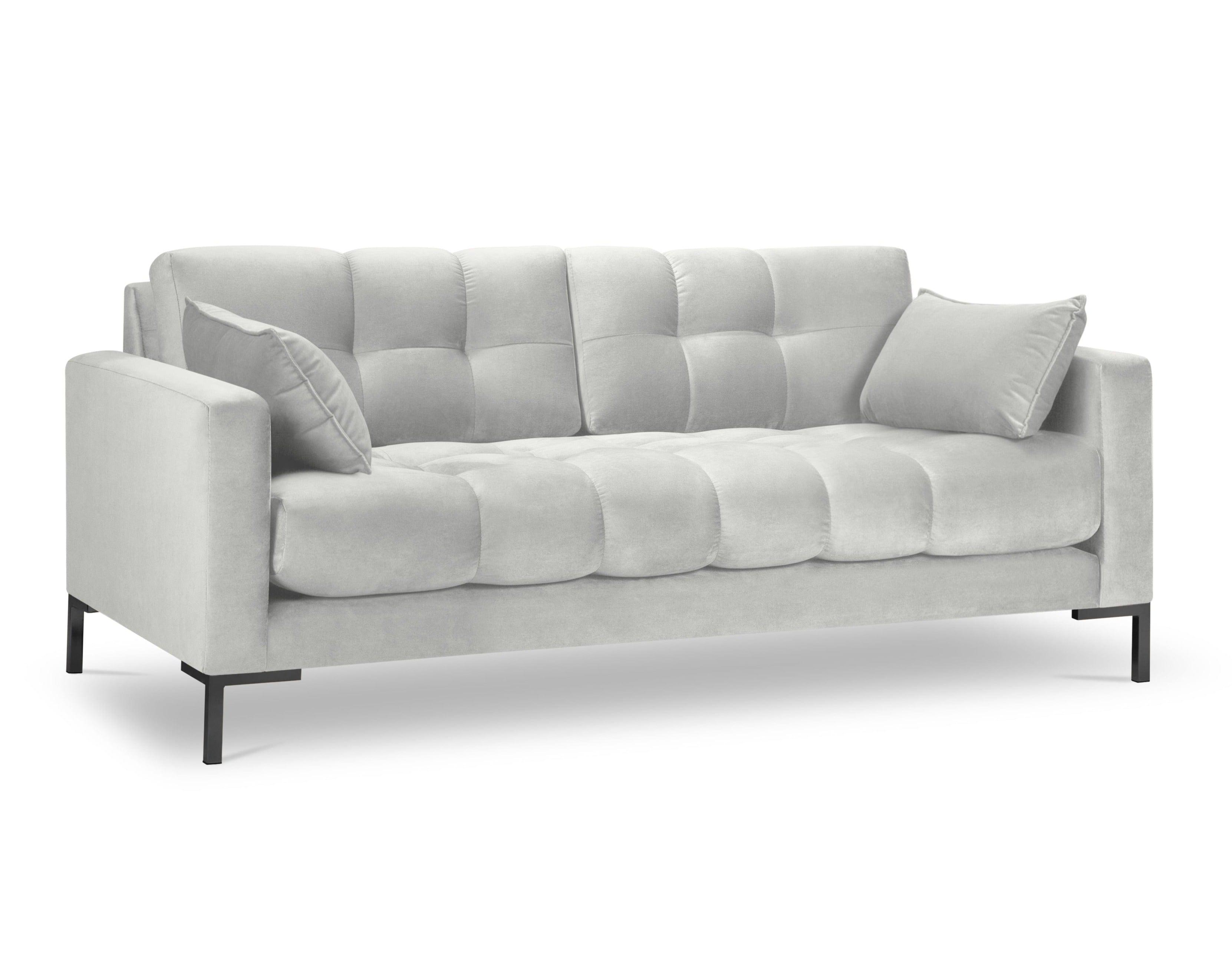 sofa aksamitne 2-osobowa srebrny 