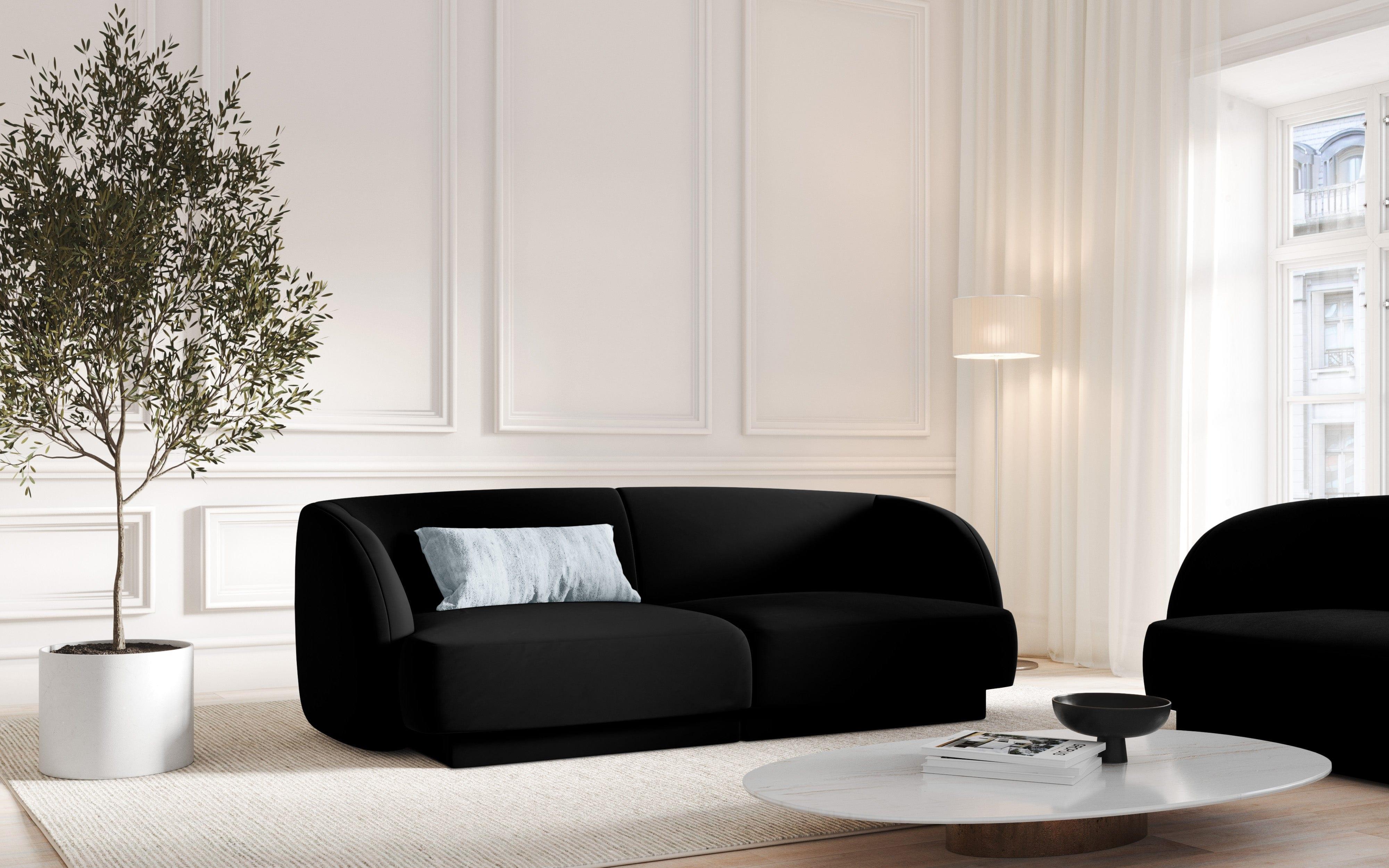 Sofa aksamitna 2-osobowa MILEY czarny Micadoni    Eye on Design