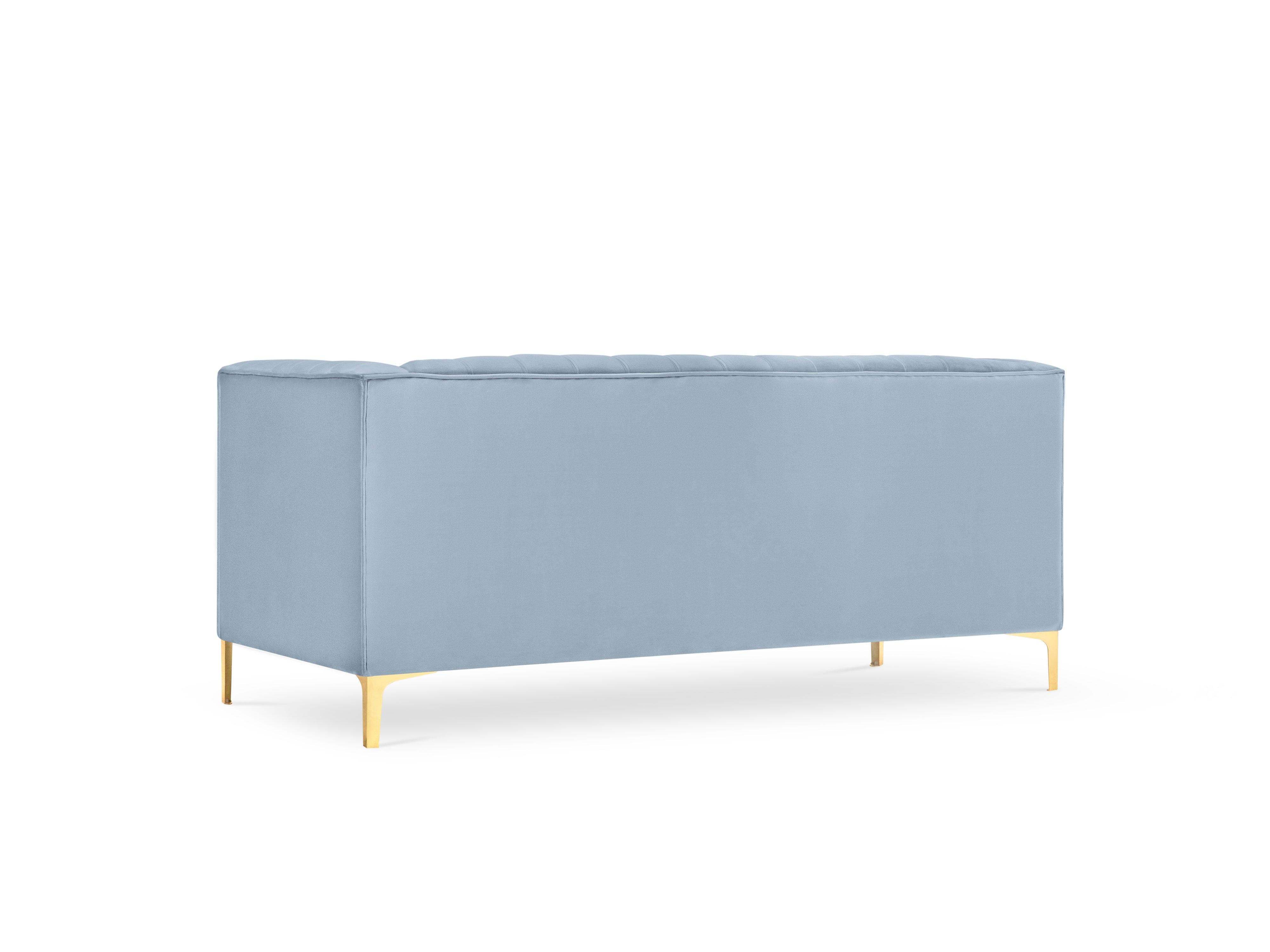 geometryczna sofa 2-osobowa jasnoniebieska aksamitna 