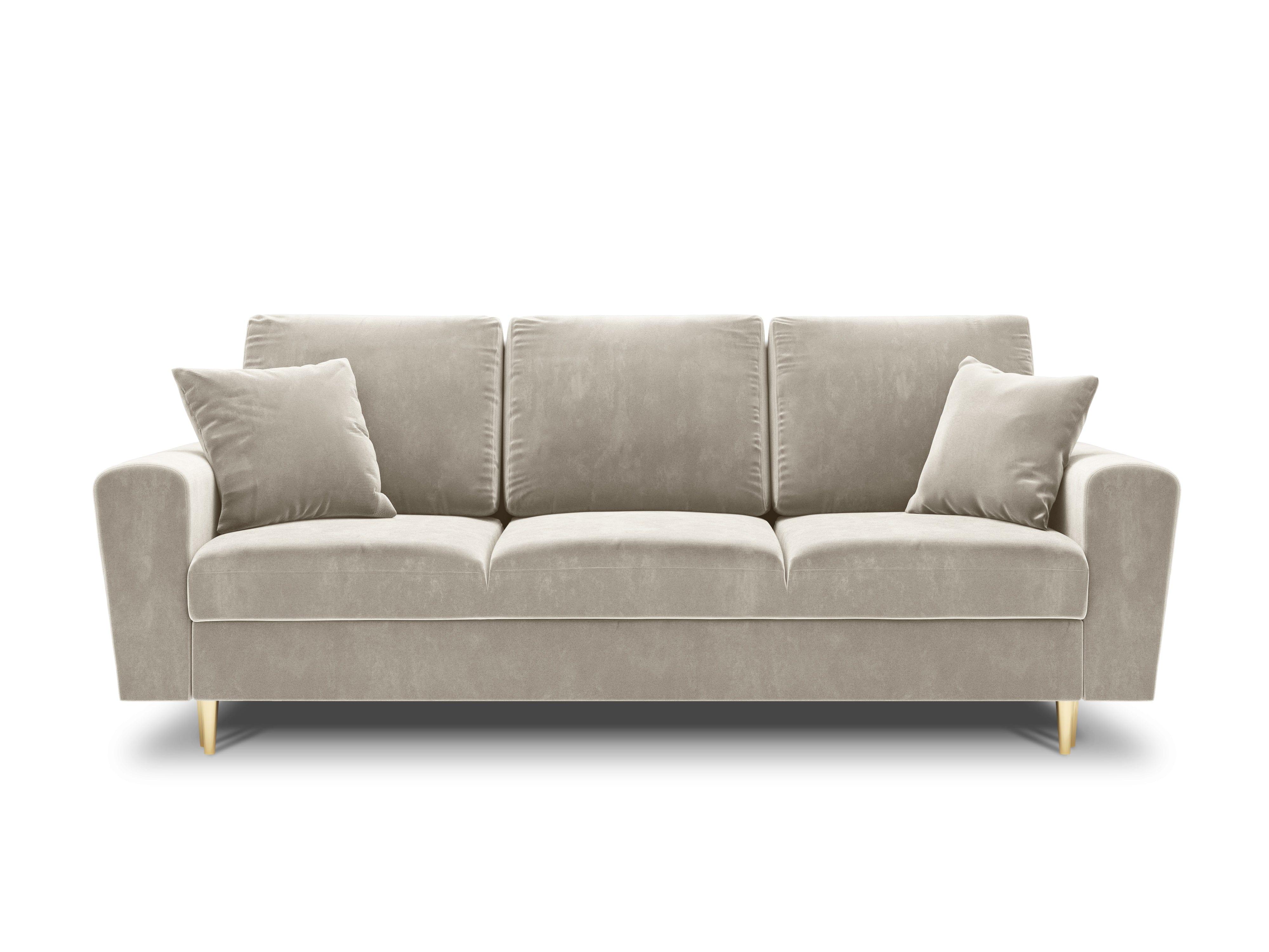 beżowa aksamitna sofa