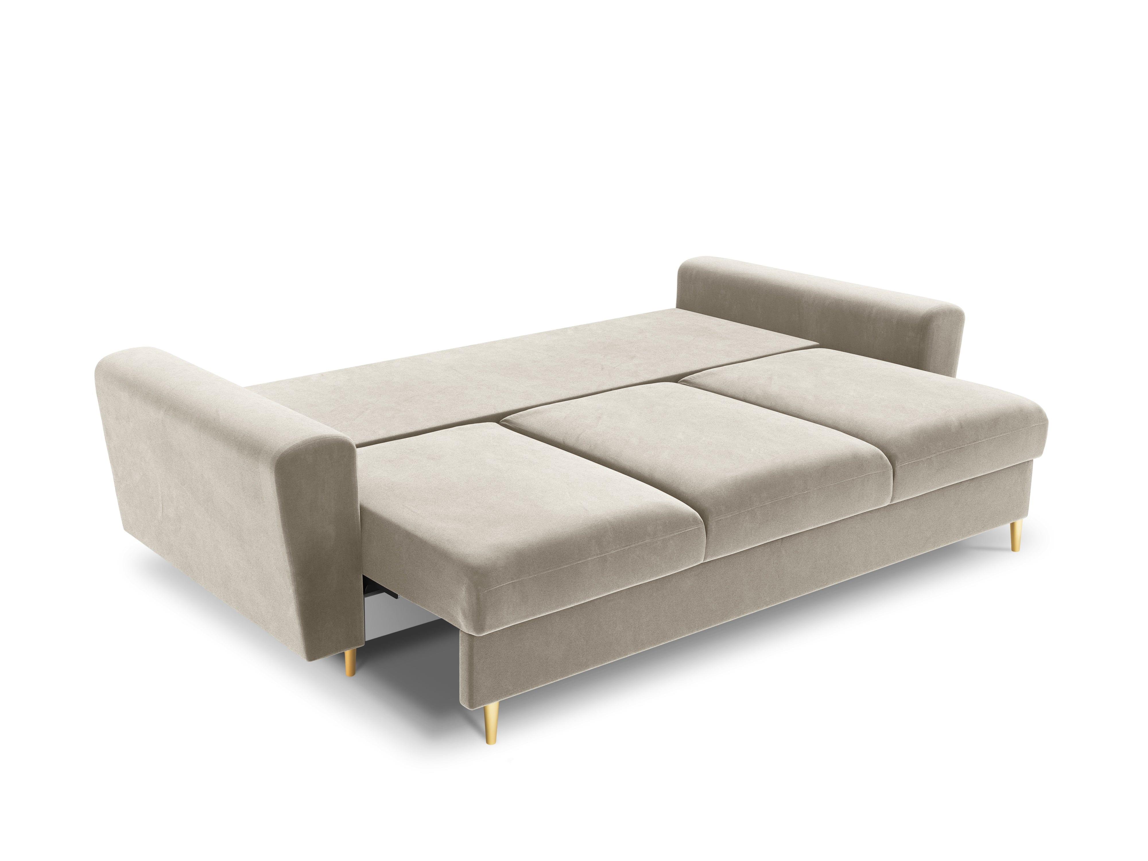 Sofa z funkcją spania KYOTO beżowy ze złotą podstawą Cosmopolitan Design    Eye on Design