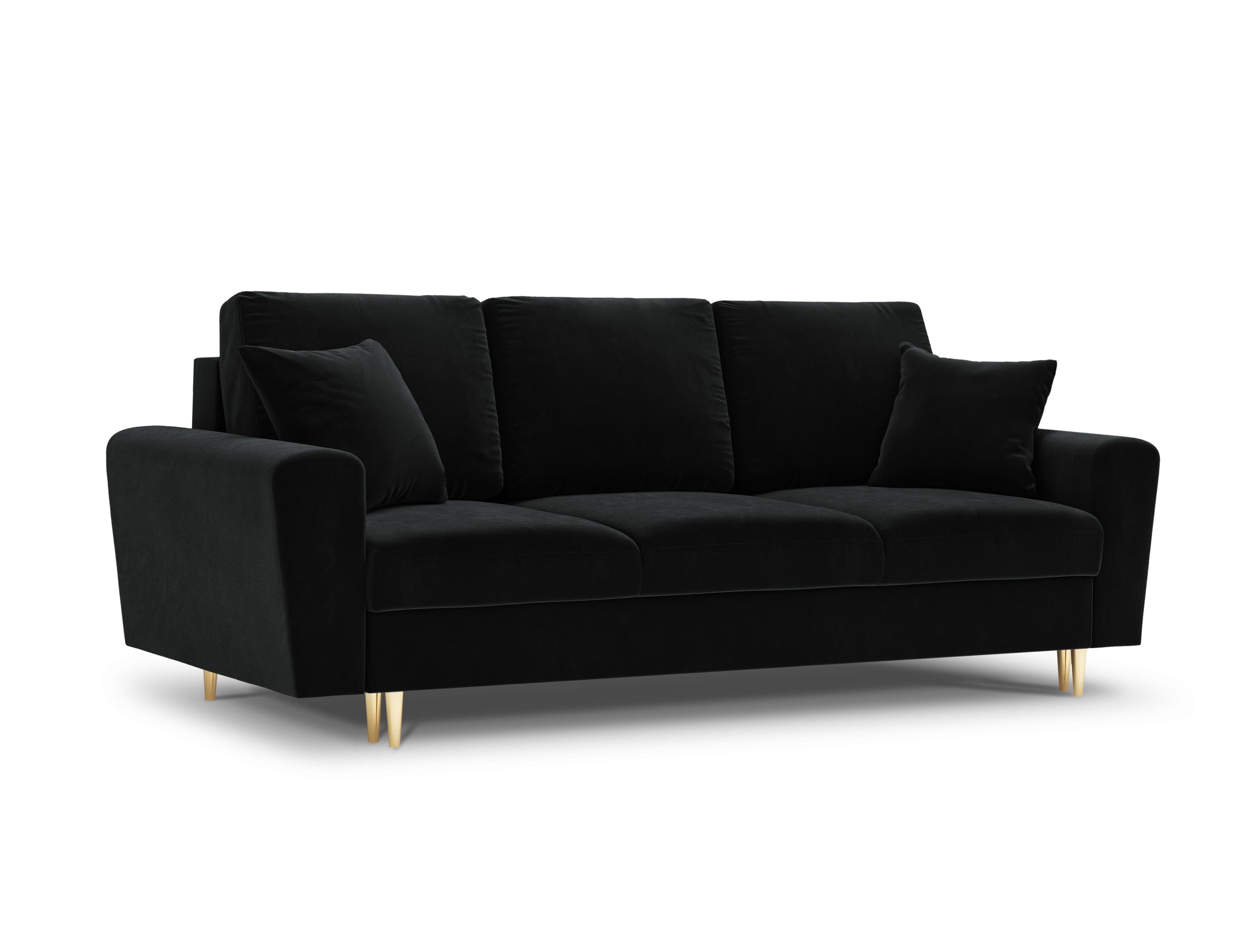 Sofa z funkcją spania KYOTO czarny ze złotą podstawą Cosmopolitan Design    Eye on Design
