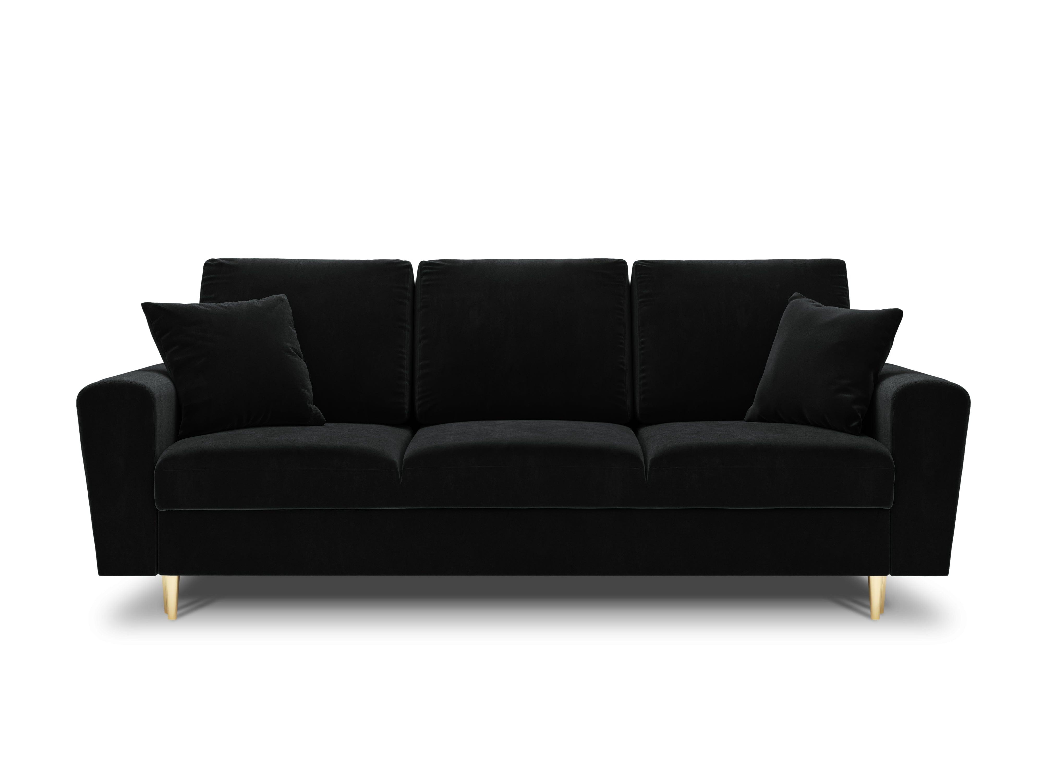 czarna sofa z połyskiem 