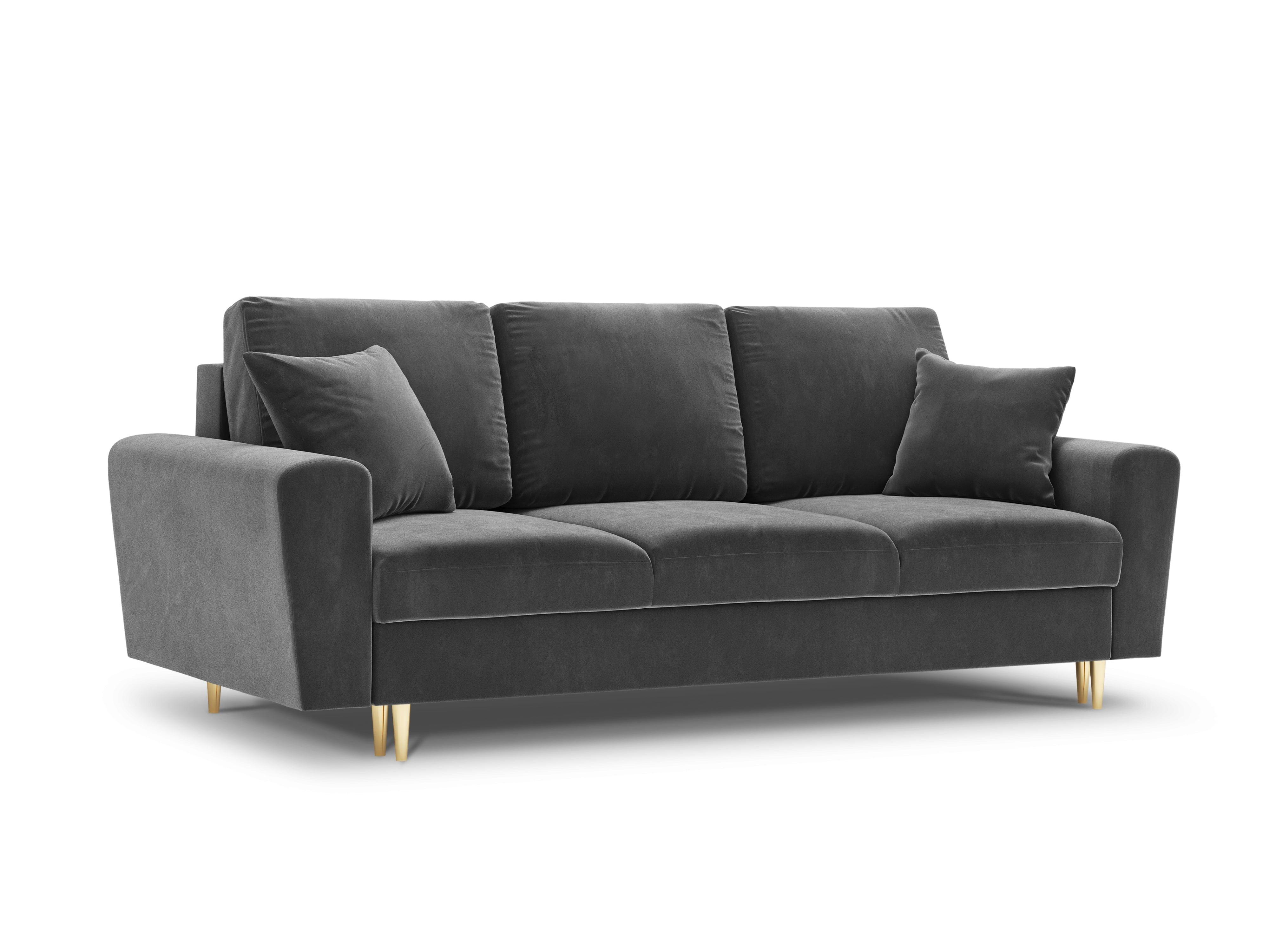 Sofa z funkcją spania KYOTO jasnoszary ze złotą podstawą Cosmopolitan Design    Eye on Design