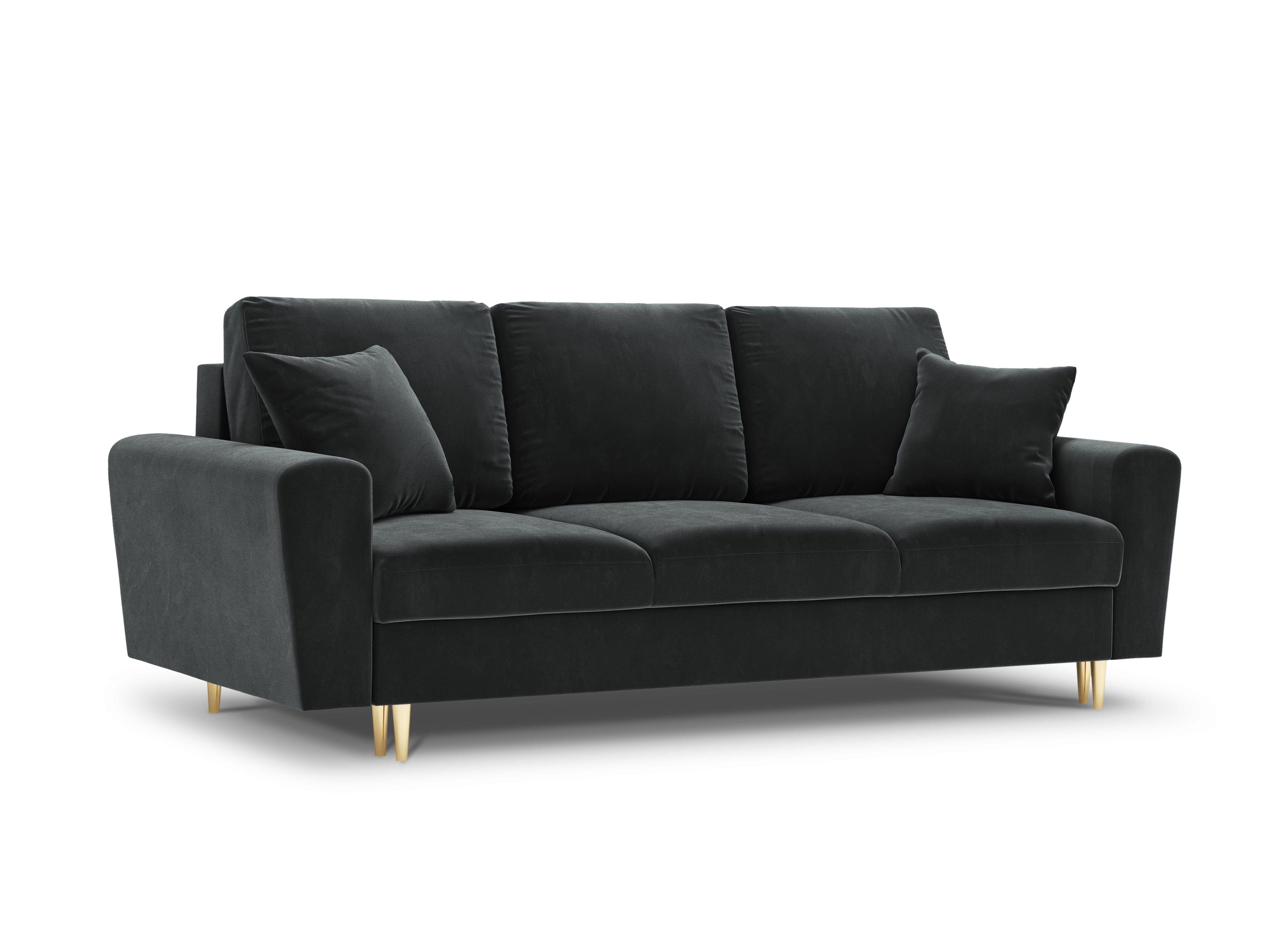 Sofa z funkcją spania KYOTO ciemnoszary ze złotą podstawą Cosmopolitan Design    Eye on Design