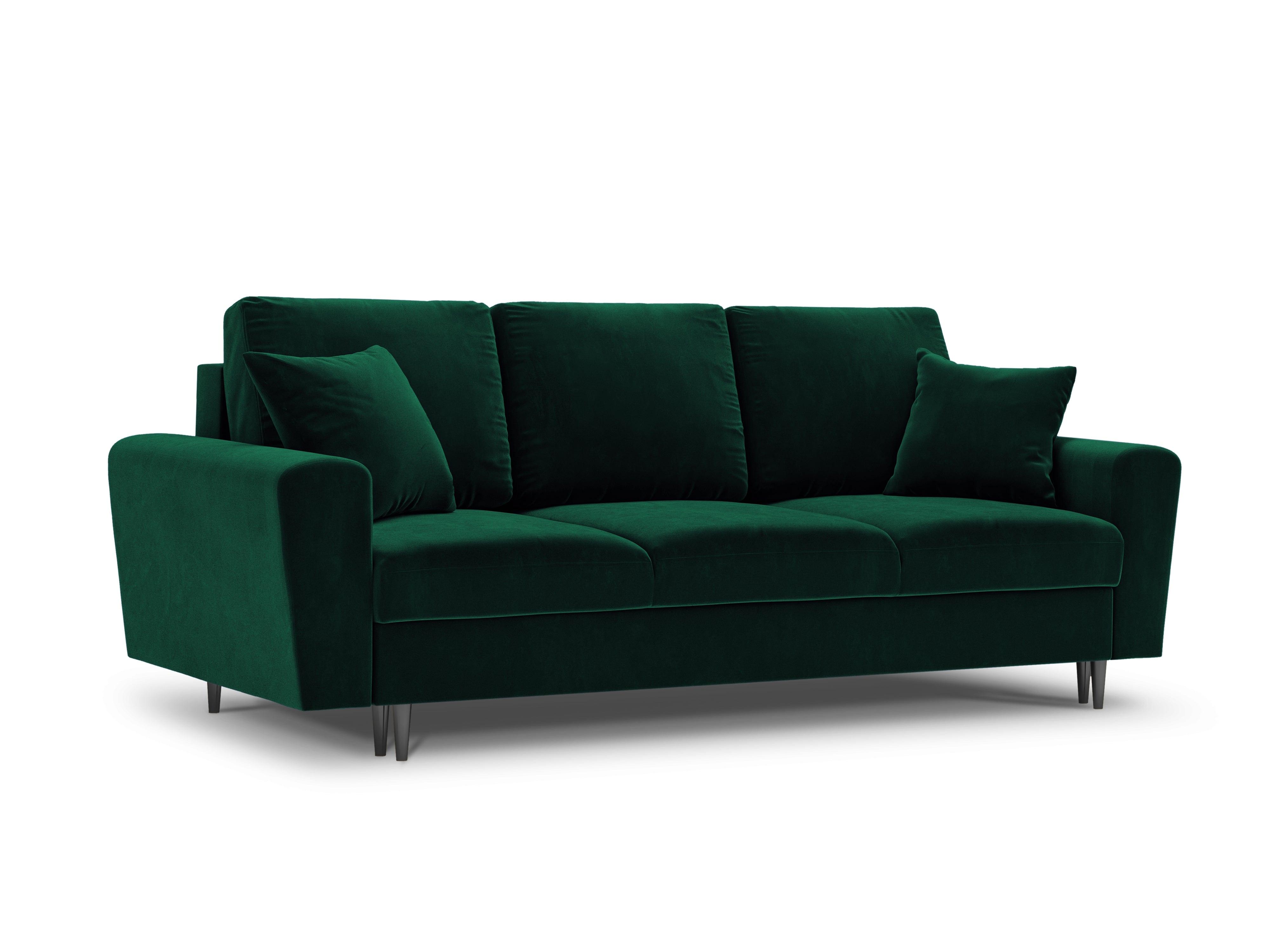 Sofa z funkcją spania KYOTO butelkowa zieleń z czarną podstawą Cosmopolitan Design    Eye on Design