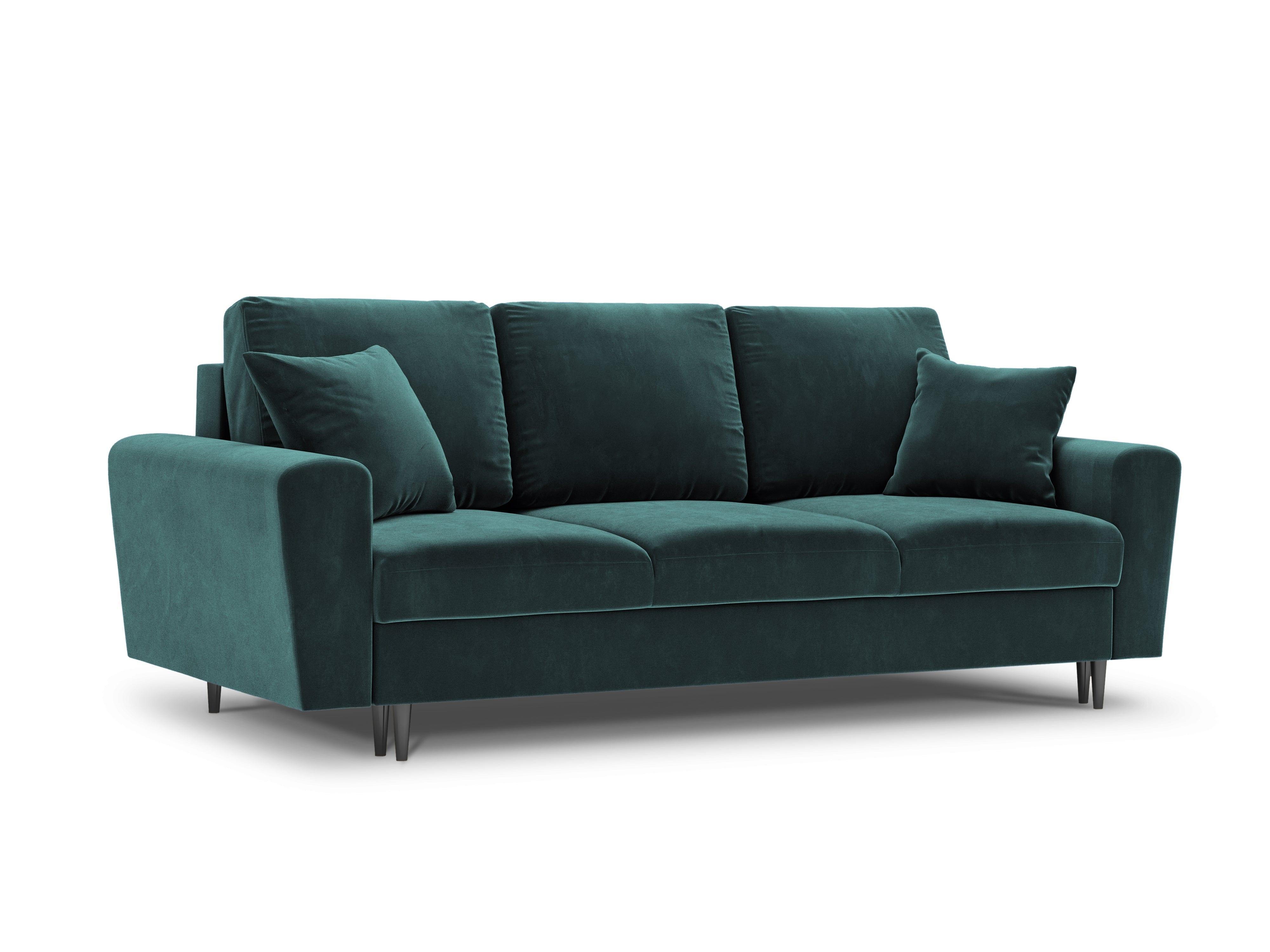 Sofa z funkcją spania KYOTO petrol z czarną podstawą Cosmopolitan Design    Eye on Design
