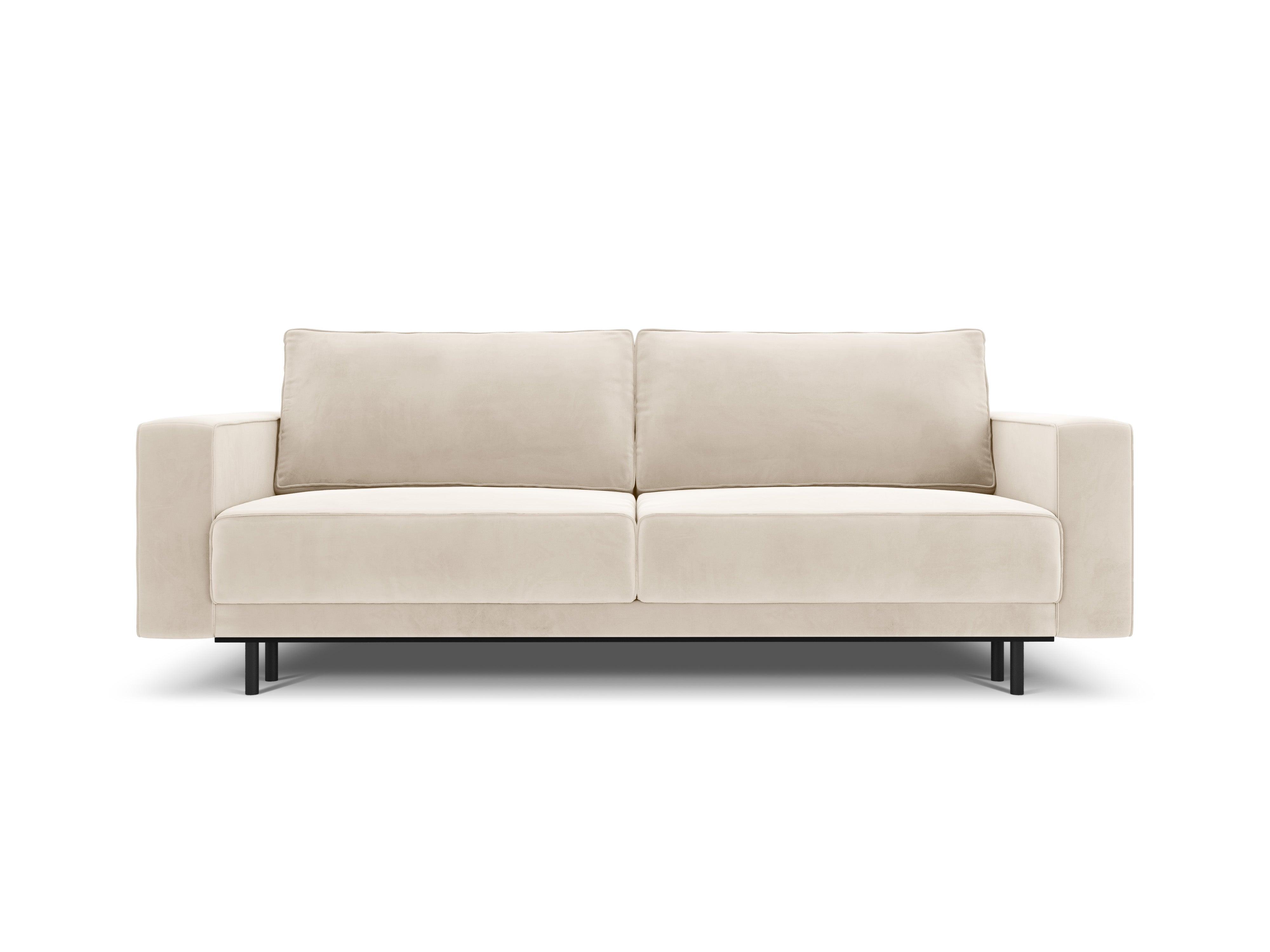 Sofa aksamitna z funkcją spania CARO beżowy Micadoni    Eye on Design