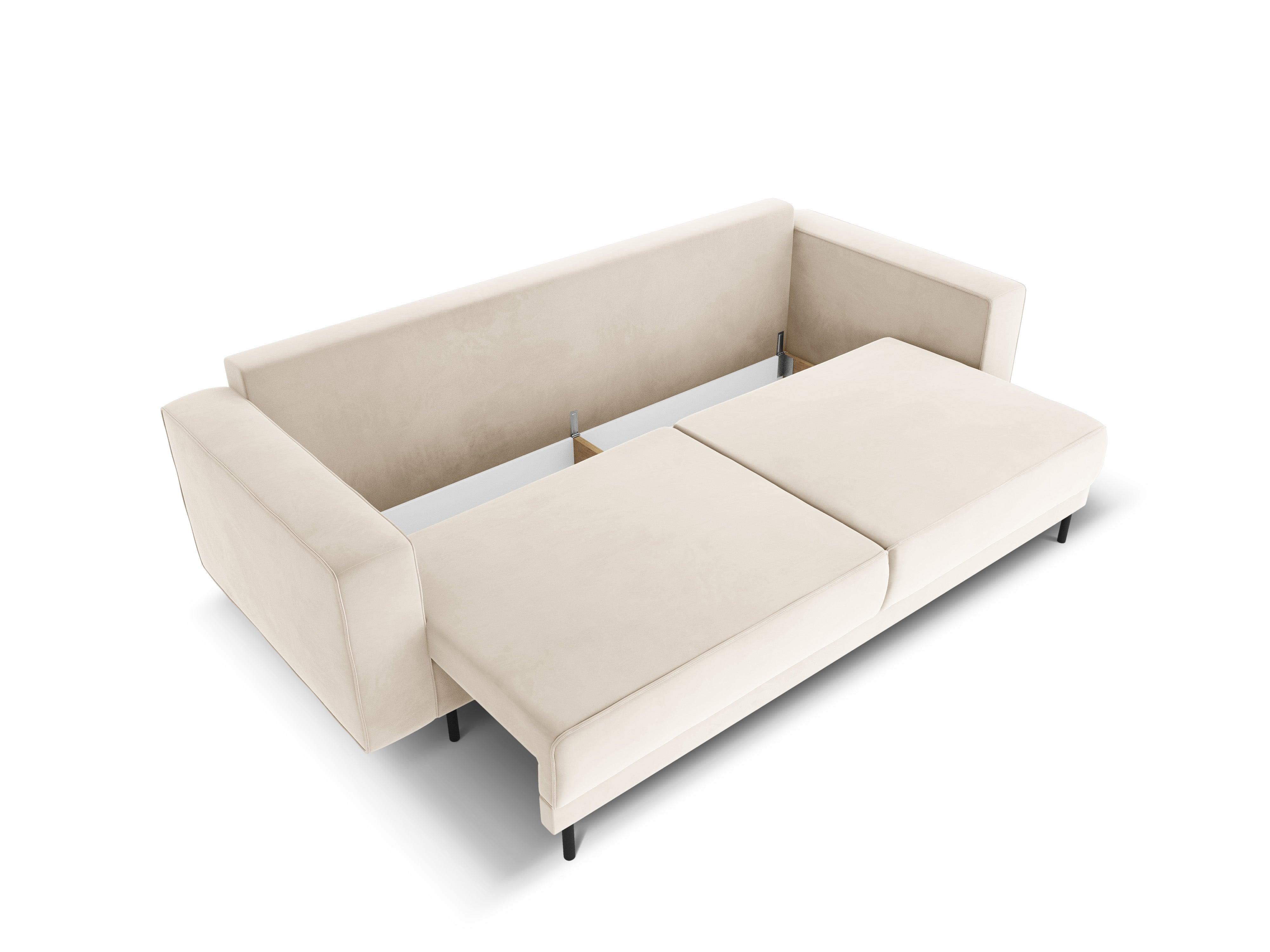 Sofa aksamitna z funkcją spania CARO beżowy Micadoni    Eye on Design