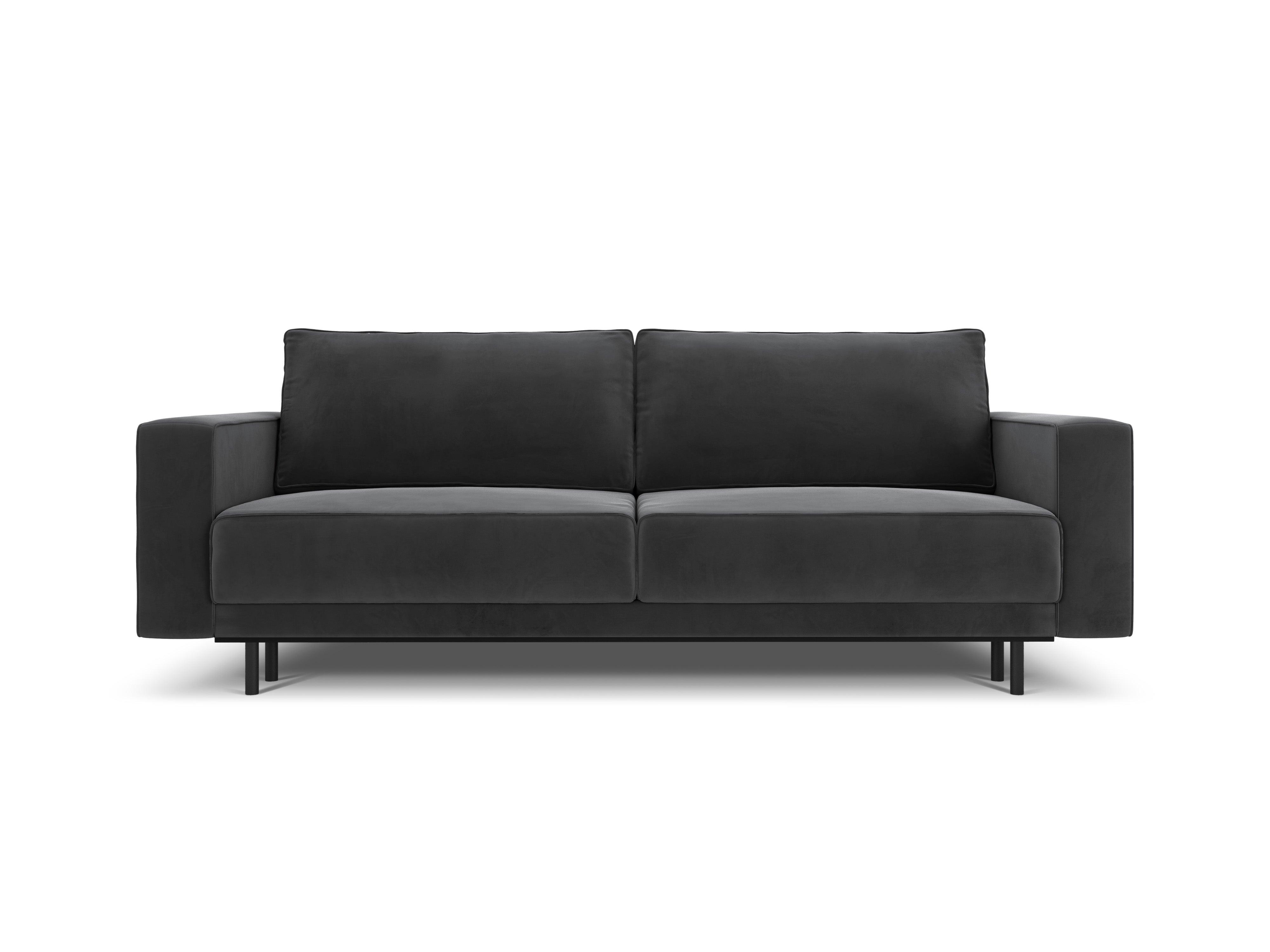 Sofa aksamitna z funkcją spania CARO ciemnoszary Micadoni    Eye on Design
