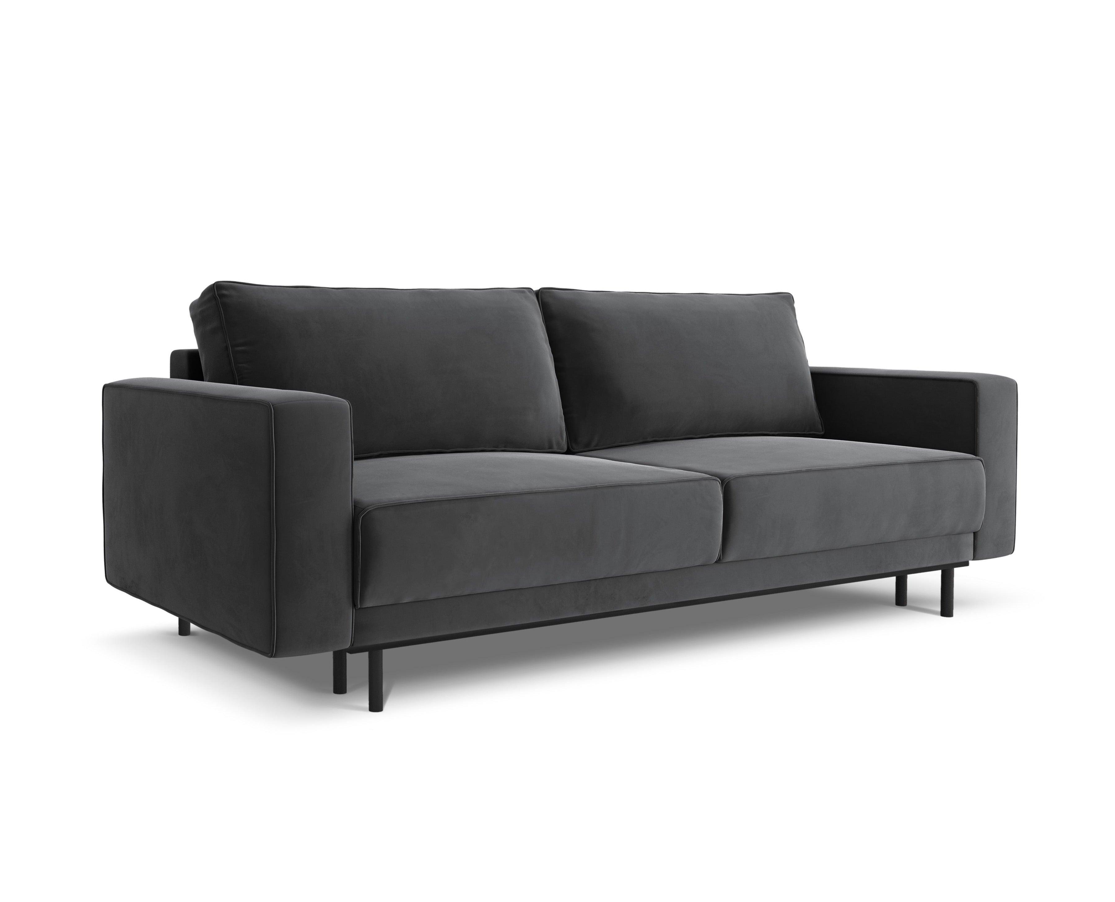 Sofa aksamitna z funkcją spania CARO ciemnoszary Micadoni    Eye on Design