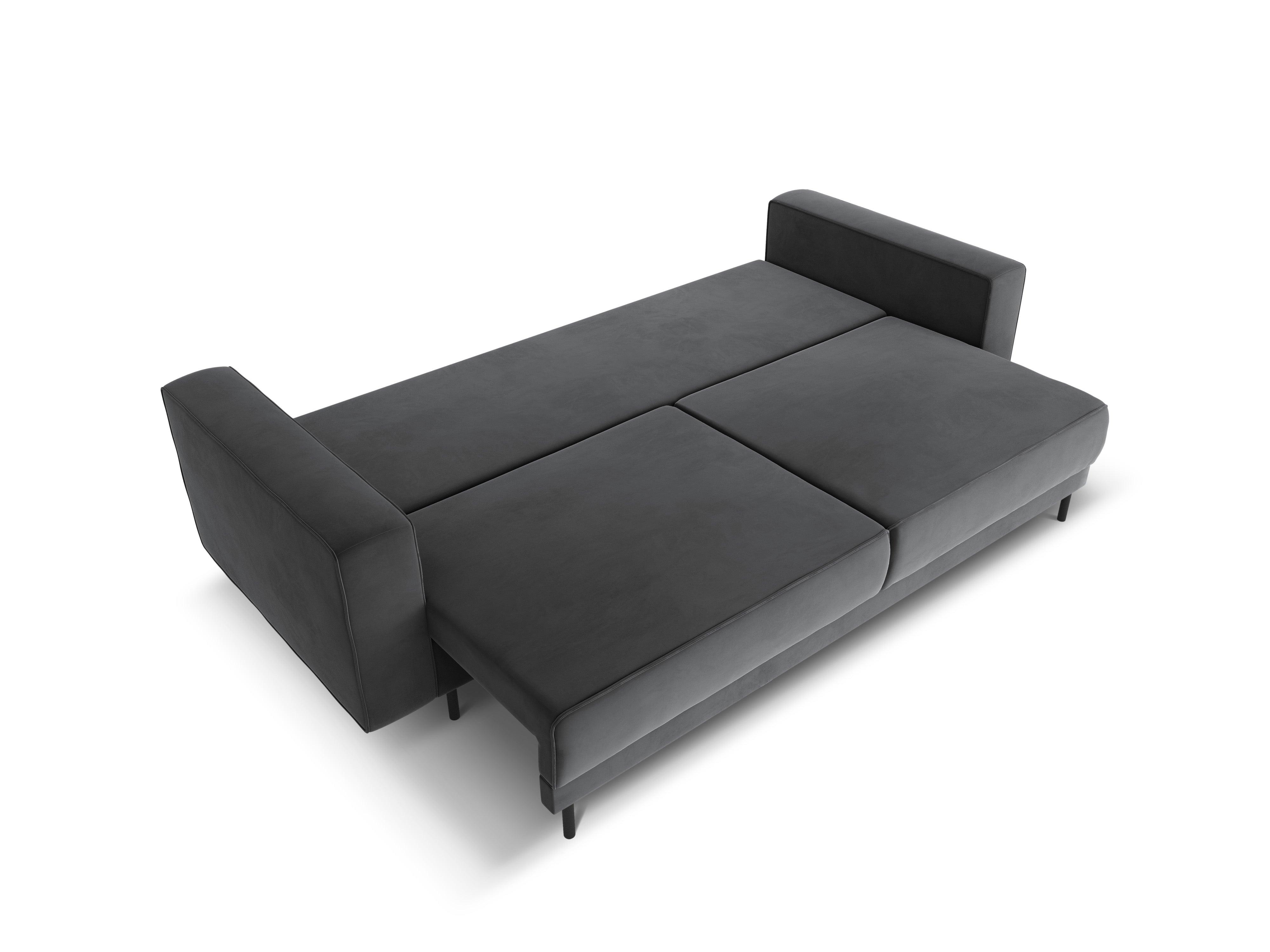 Sofa aksamitna z funkcją spania CARO ciemnoszary Micadoni    Eye on Design