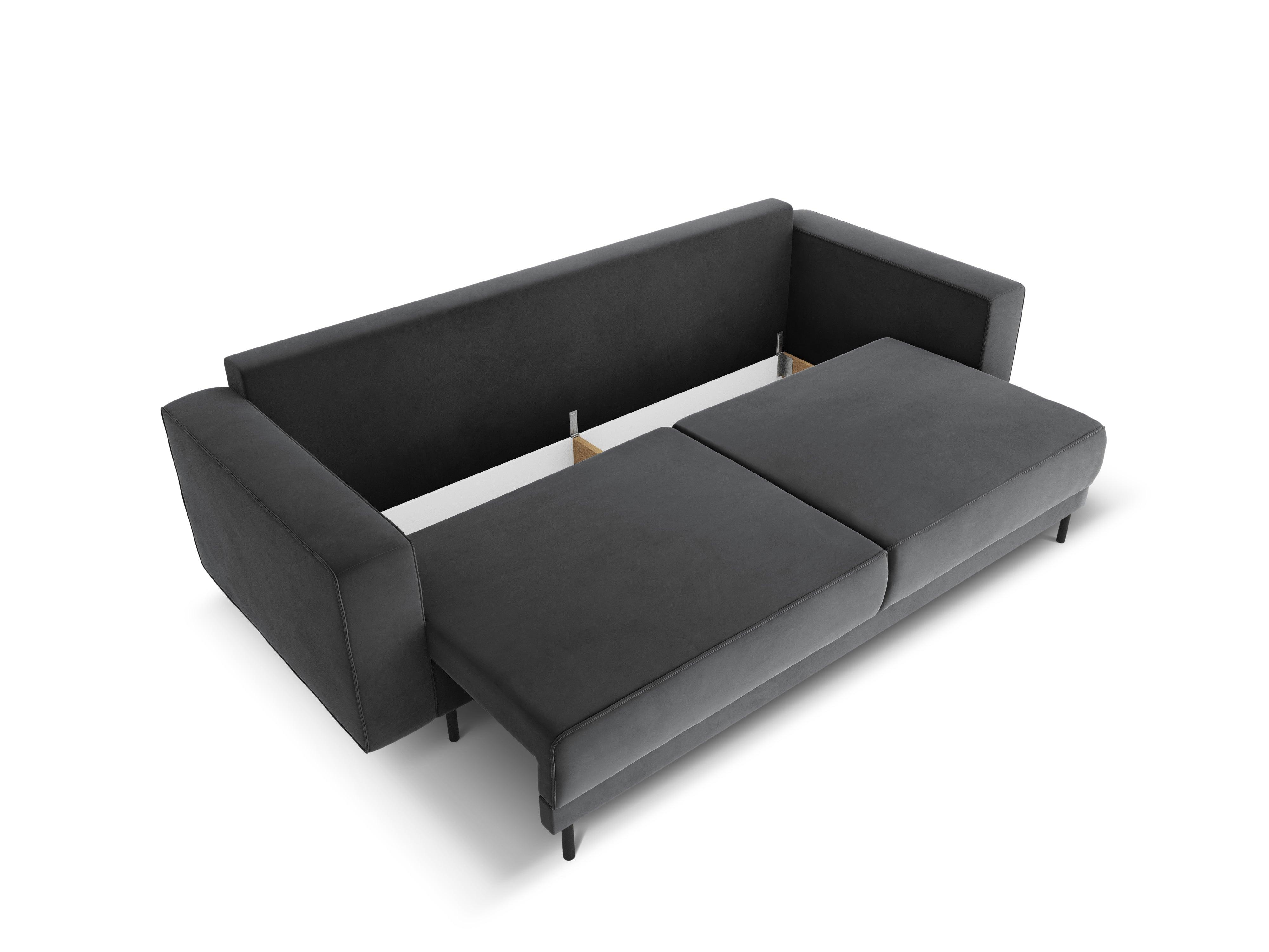 Sofa aksamitna z funkcją spania CARO ciemnoszary Micadoni    Eye on Design