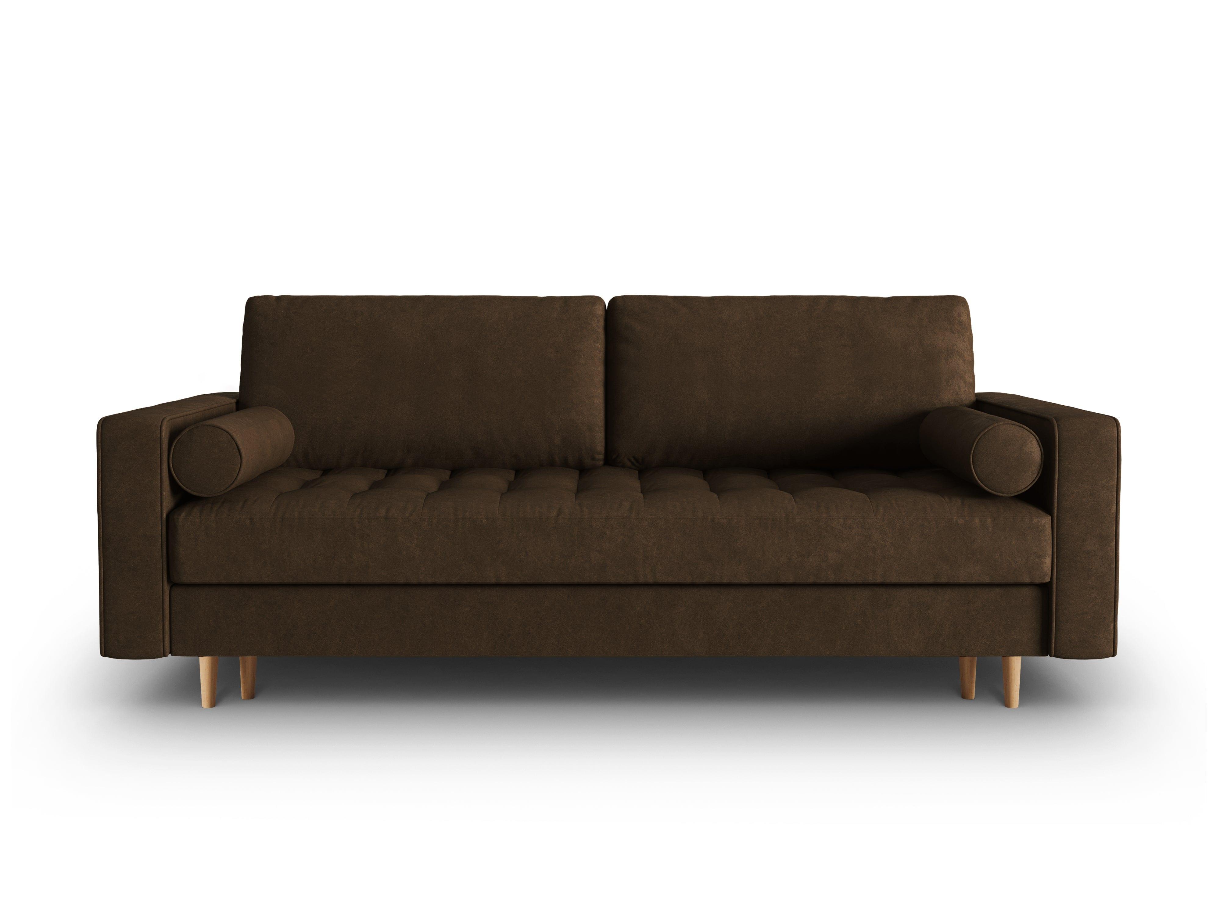 sofa z ekoskóry z drewnianą podstawą 