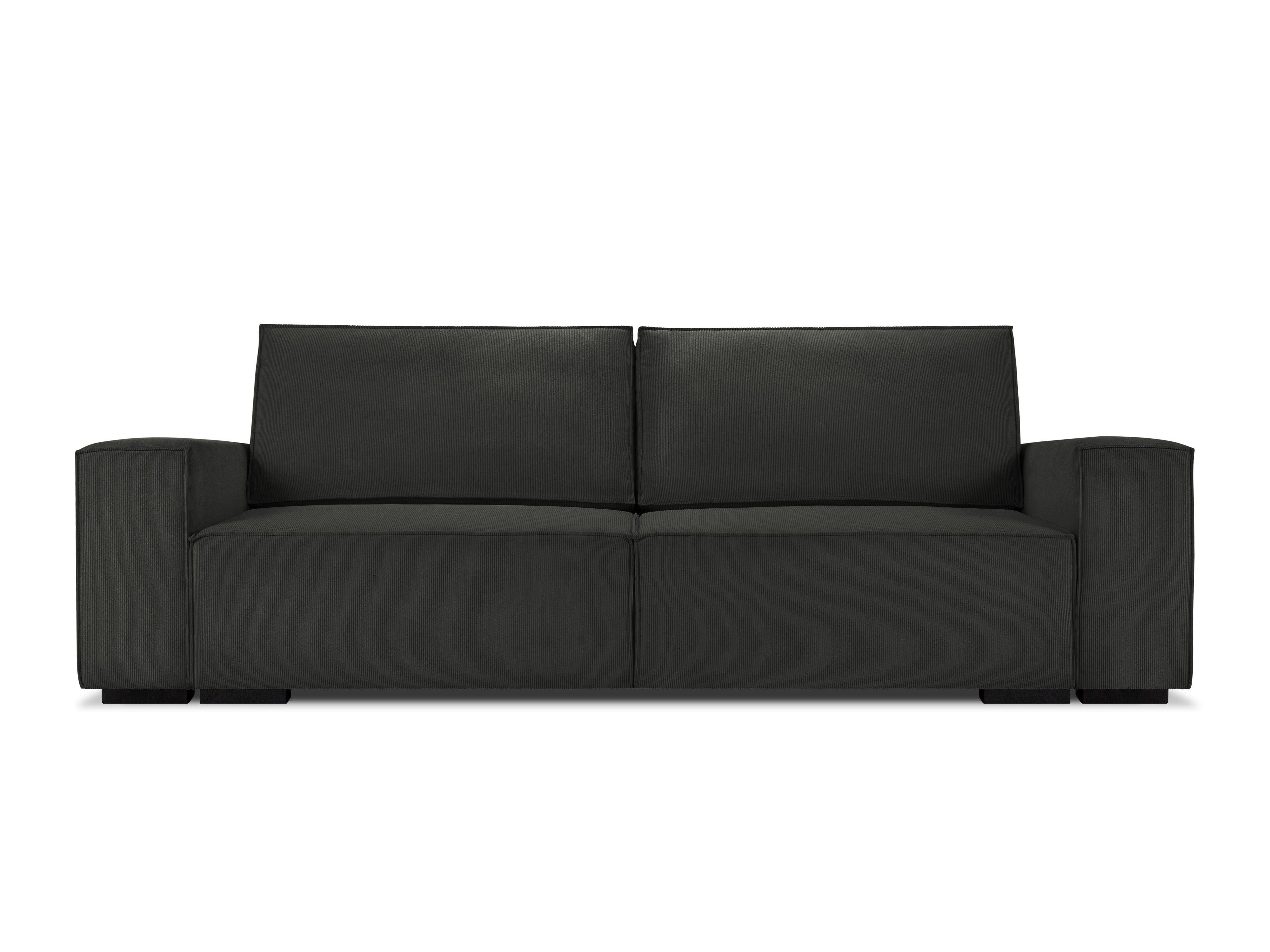 Sofa sztruksowa z funkcją spania EVELINE czarny, Micadoni, Eye on Design
