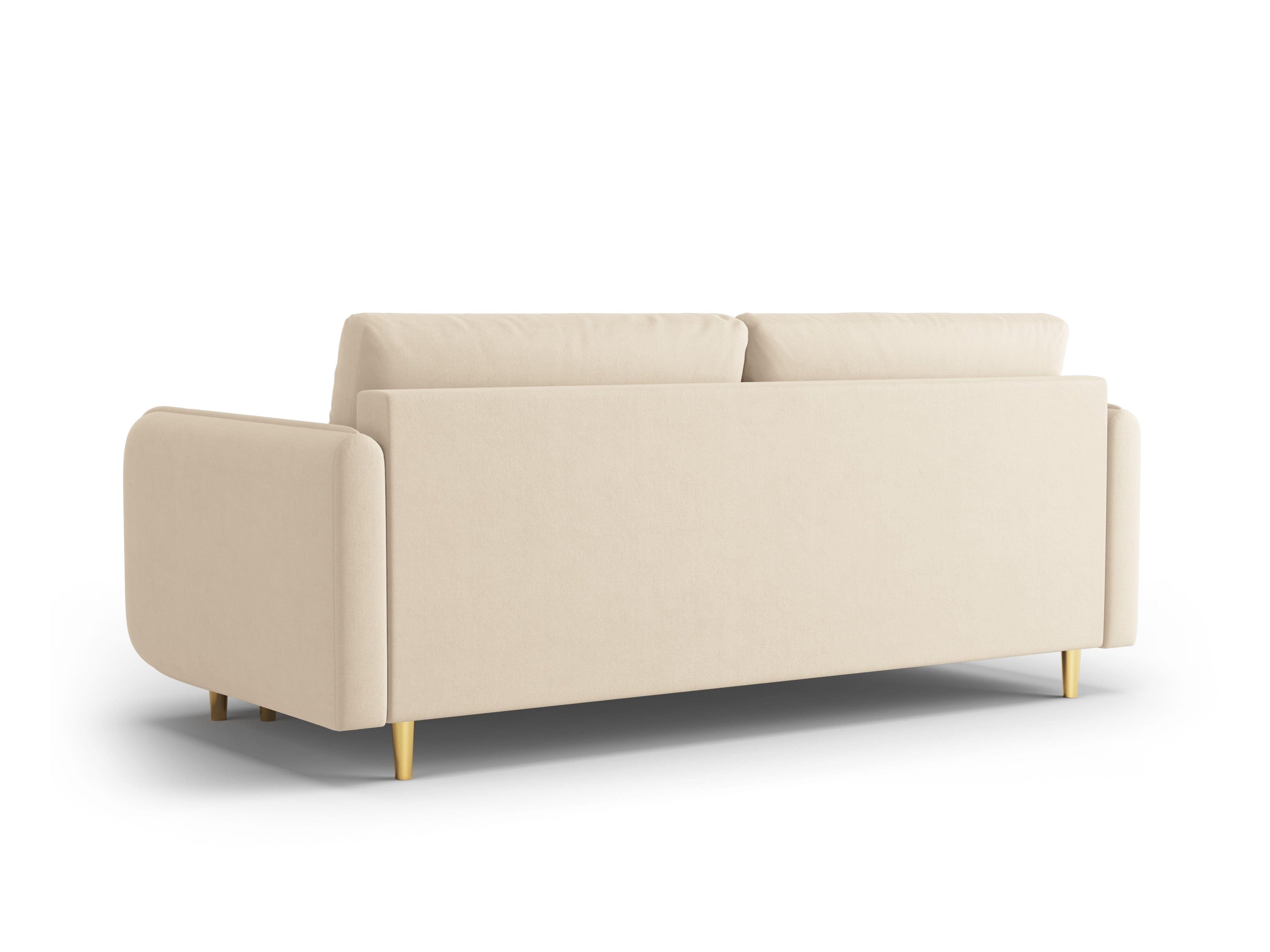 Sofa z funkcją spania SCALETA jasnobeżowy ze złotą podstawą, Micadoni, Eye on Design