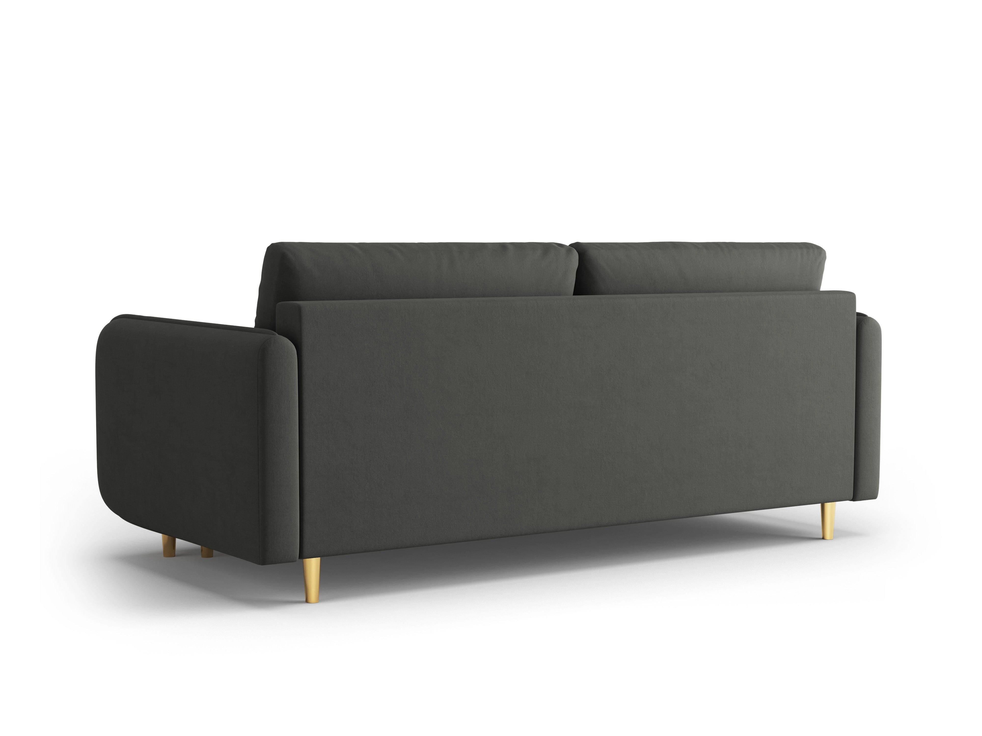 Sofa z funkcją spania SCALETA ciemnoszary ze złotą podstawą, Micadoni, Eye on Design