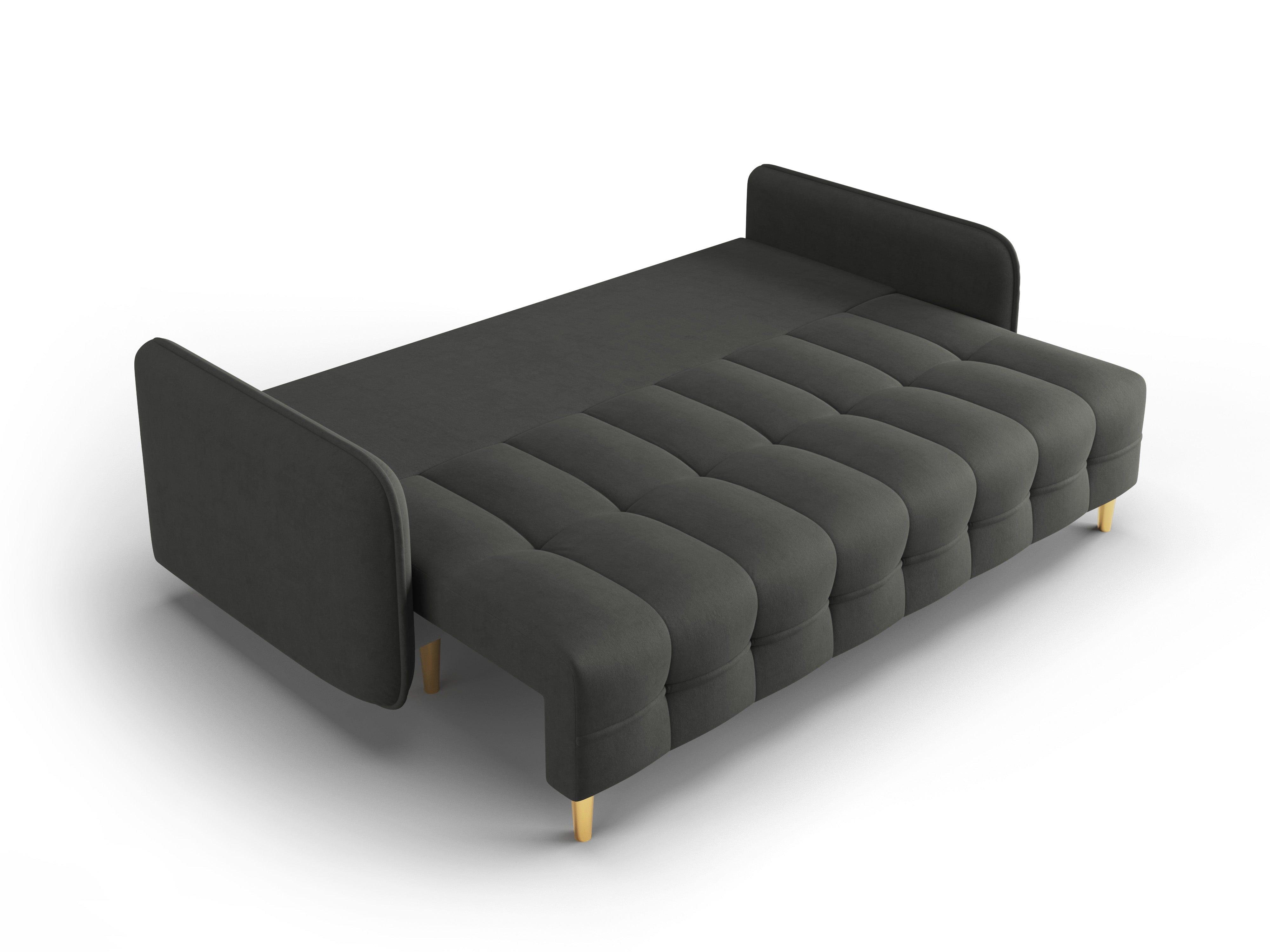 Sofa z funkcją spania SCALETA ciemnoszary ze złotą podstawą, Micadoni, Eye on Design