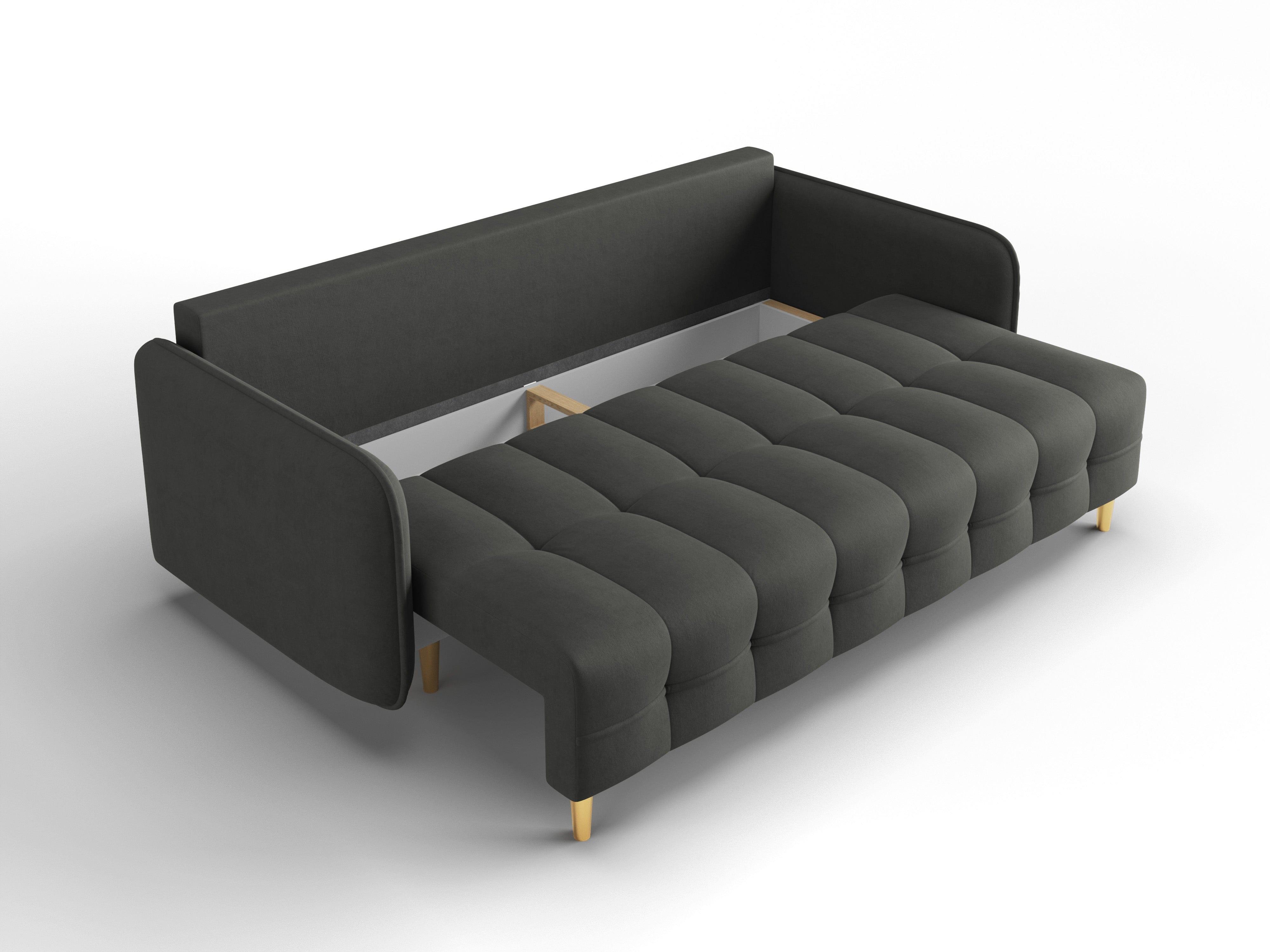 Sofa z funkcją spania SCALETA ciemnoszary ze złotą podstawą, Micadoni, Eye on Design