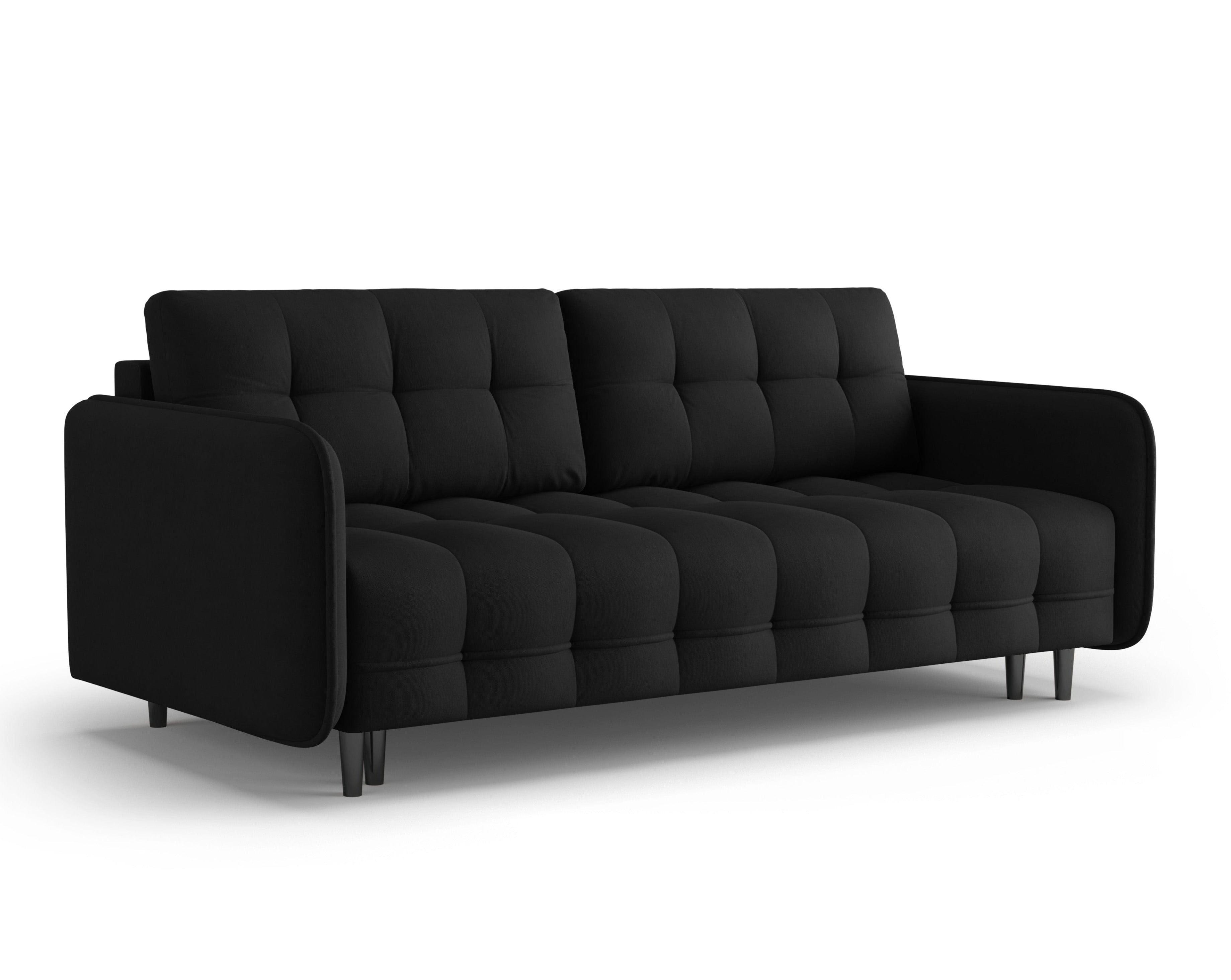 Sofa z funkcją spania SCALETA czarny z czarną podstawą, Micadoni, Eye on Design