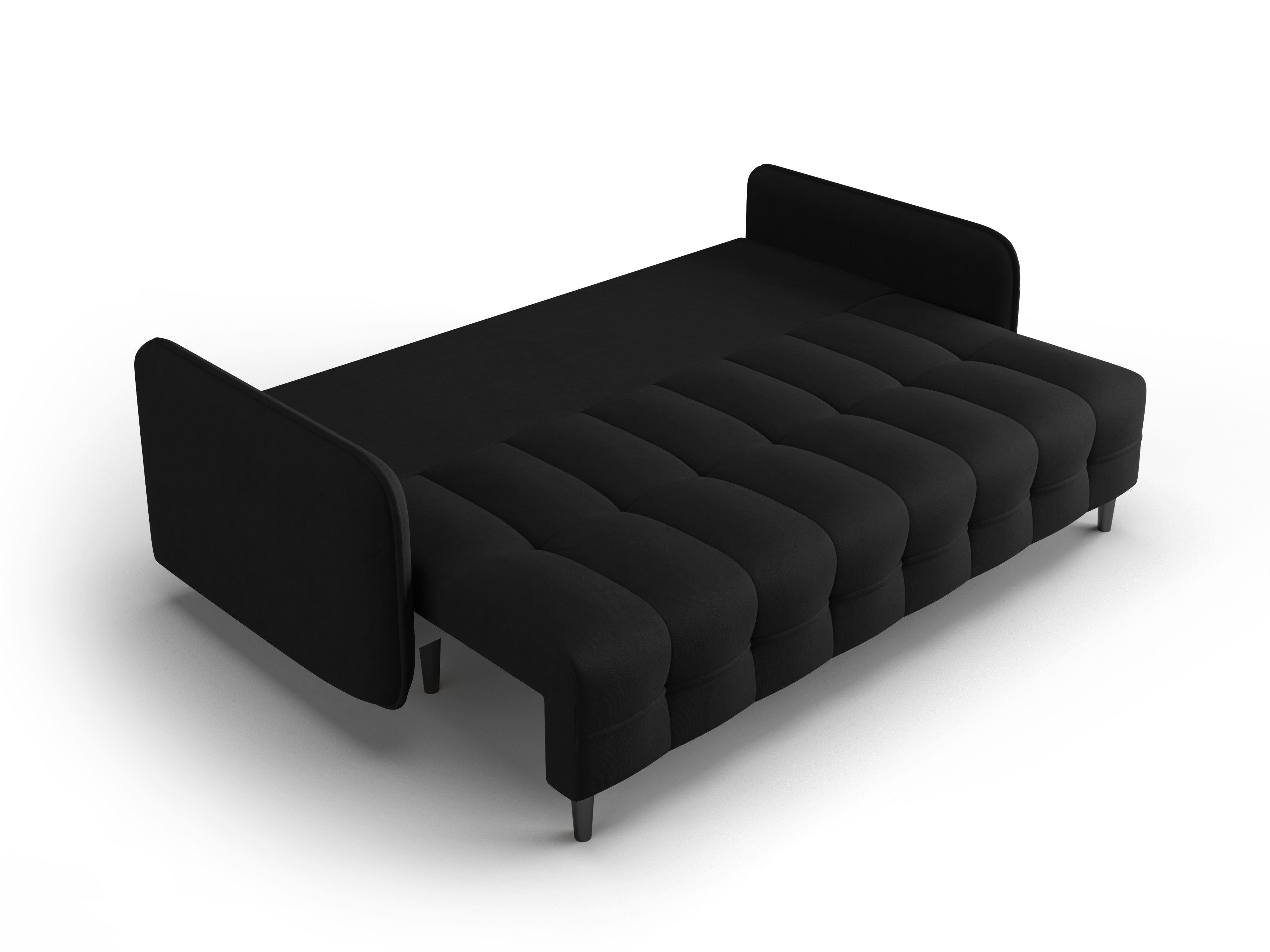 Sofa z funkcją spania SCALETA czarny z czarną podstawą, Micadoni, Eye on Design