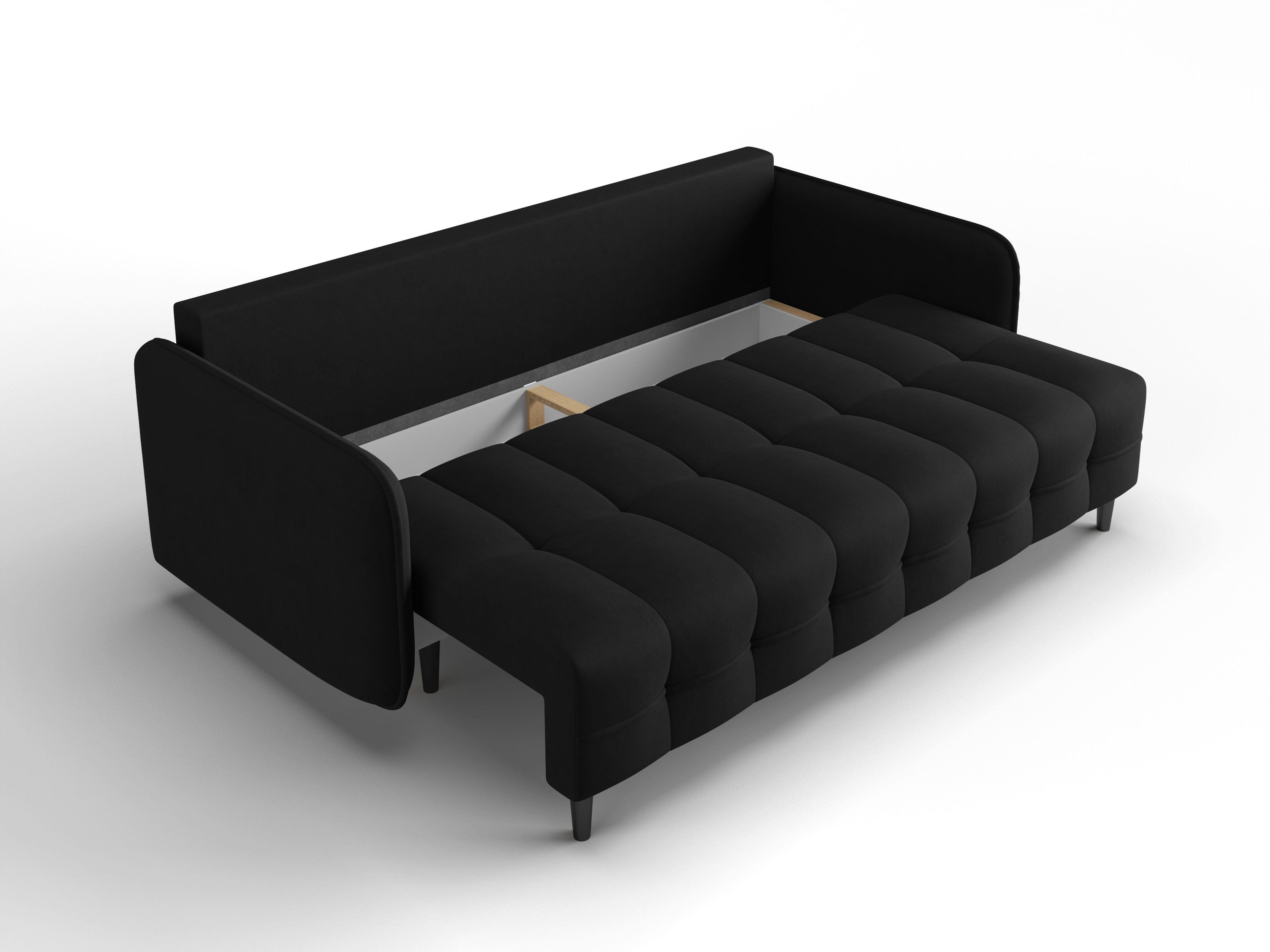 Sofa z funkcją spania SCALETA czarny z czarną podstawą, Micadoni, Eye on Design