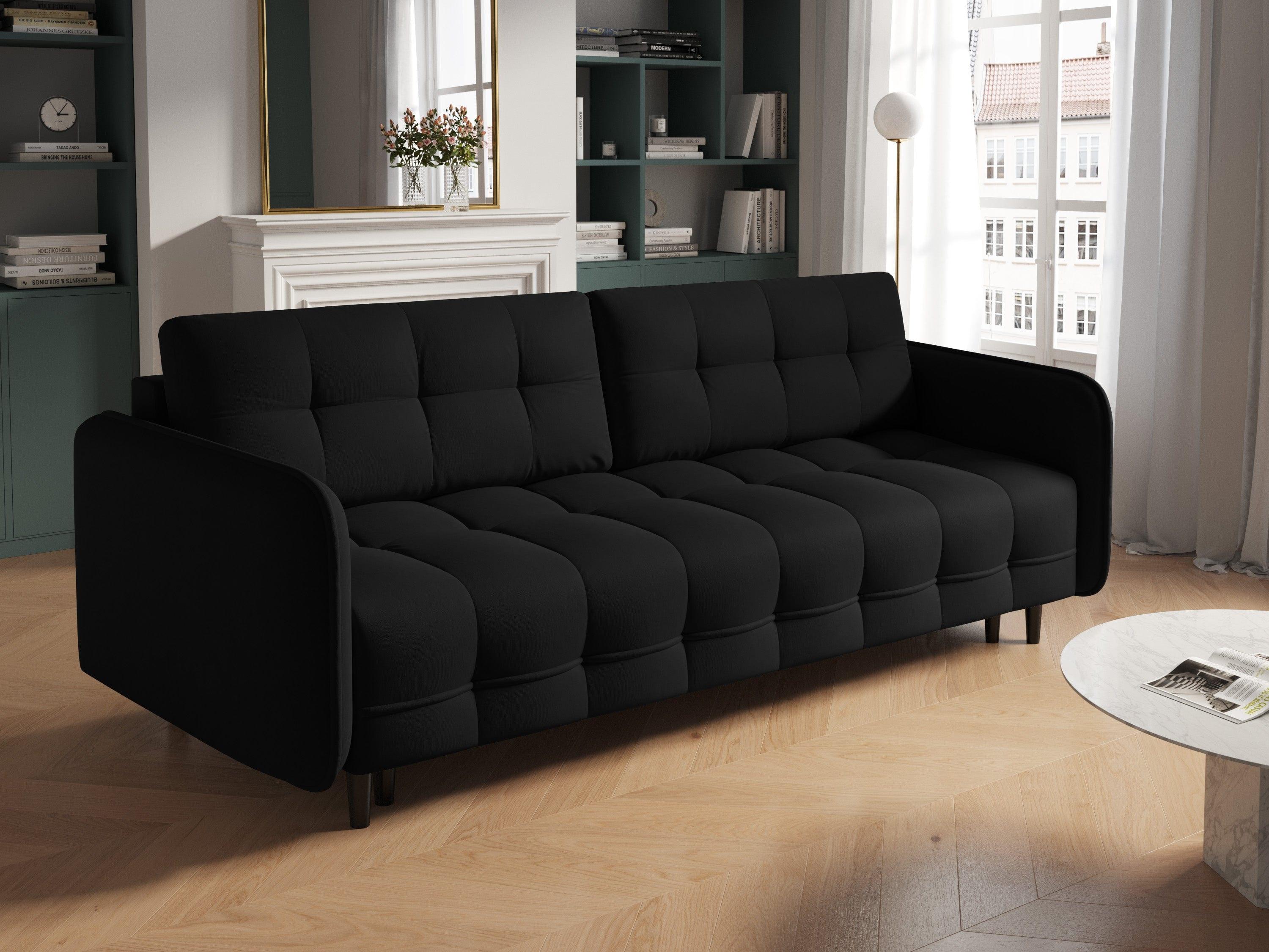 Sofa z funkcją spania SCALETA czarny z czarną podstawą, Micadoni, Eye on Design