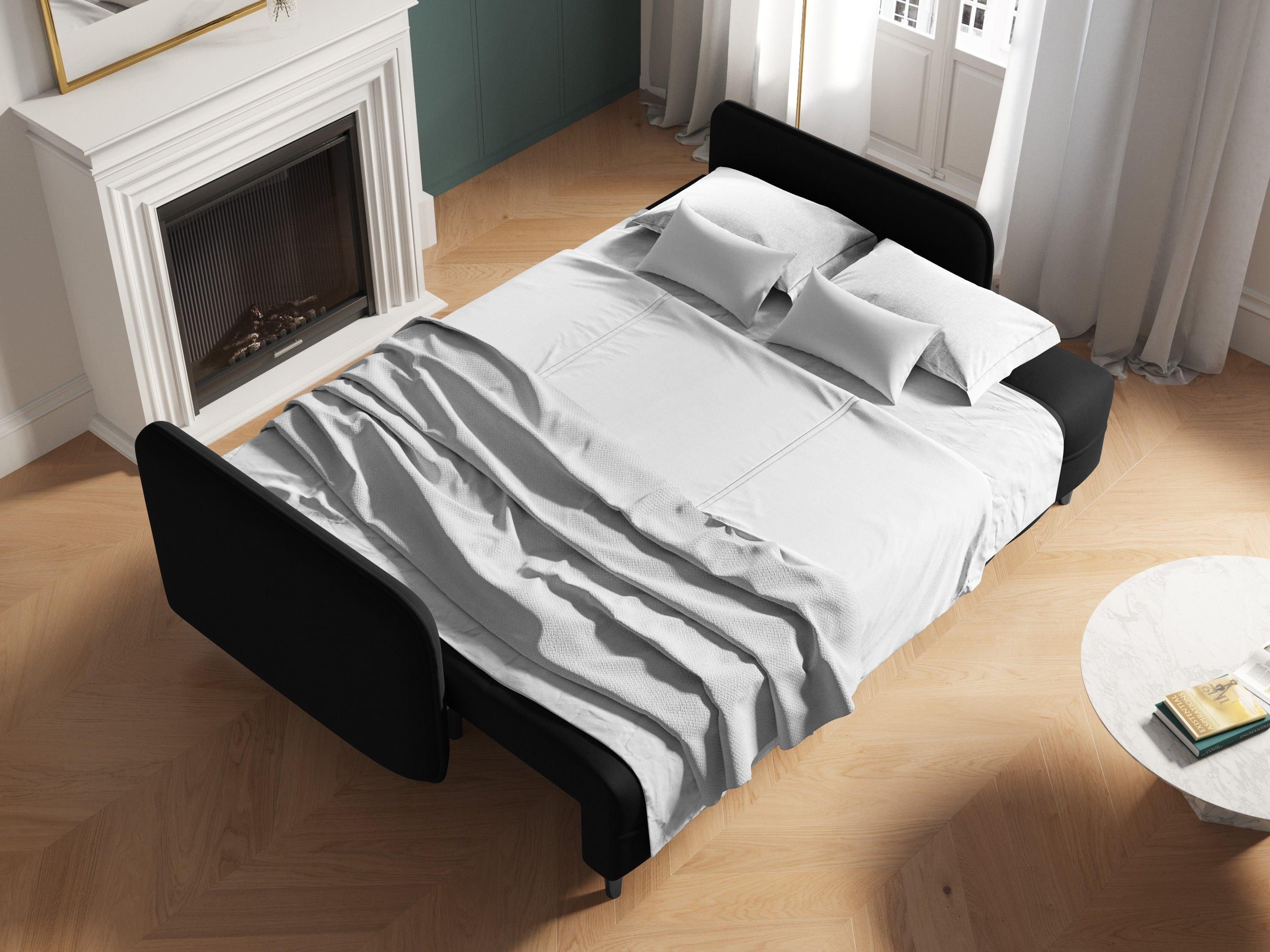 Sofa z funkcją spania SCALETA czarny z czarną podstawą, Micadoni, Eye on Design
