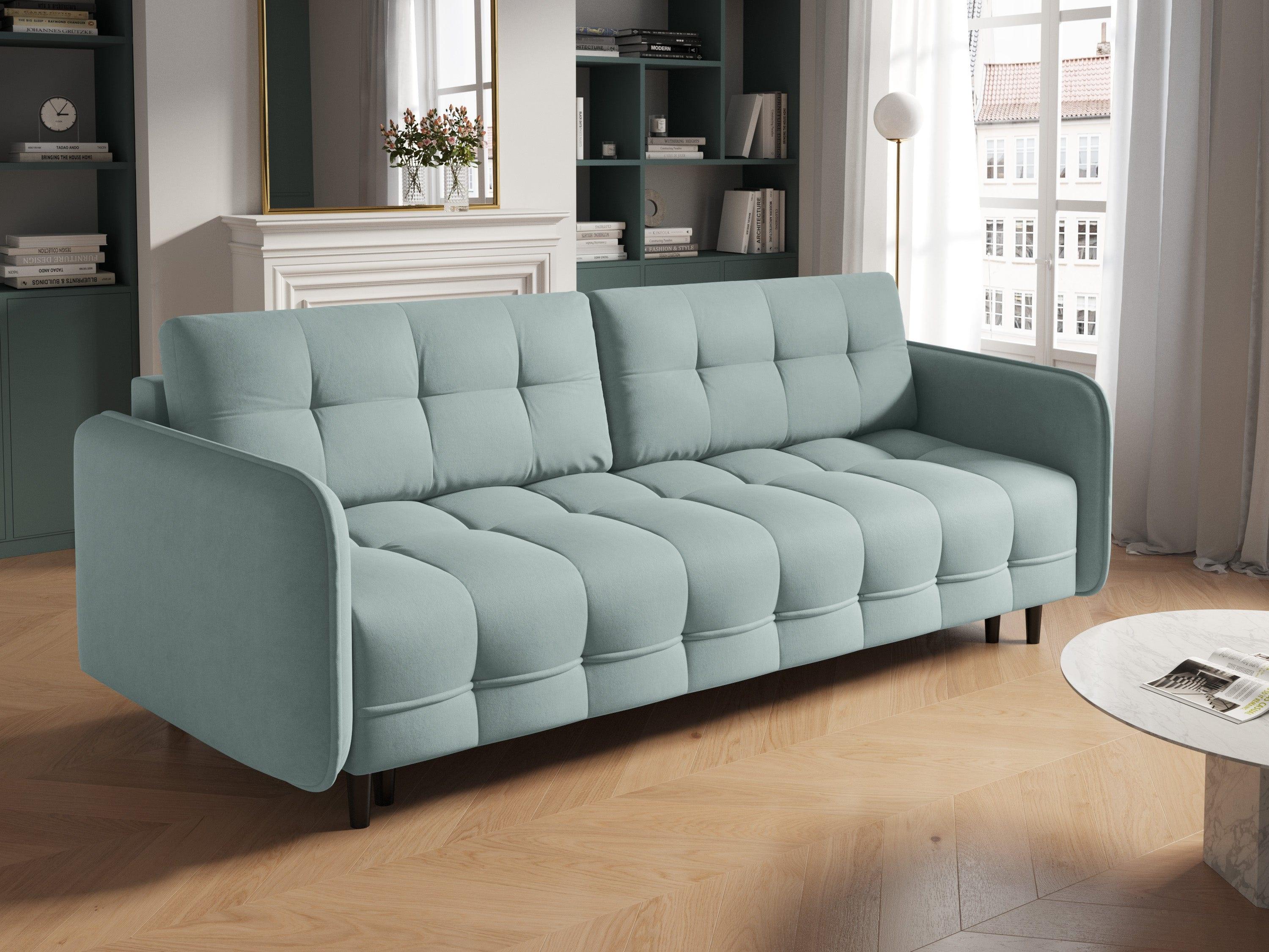 Sofa z funkcją spania NAPOLI miętowy z czarną podstawą Cosmopolitan Design    Eye on Design