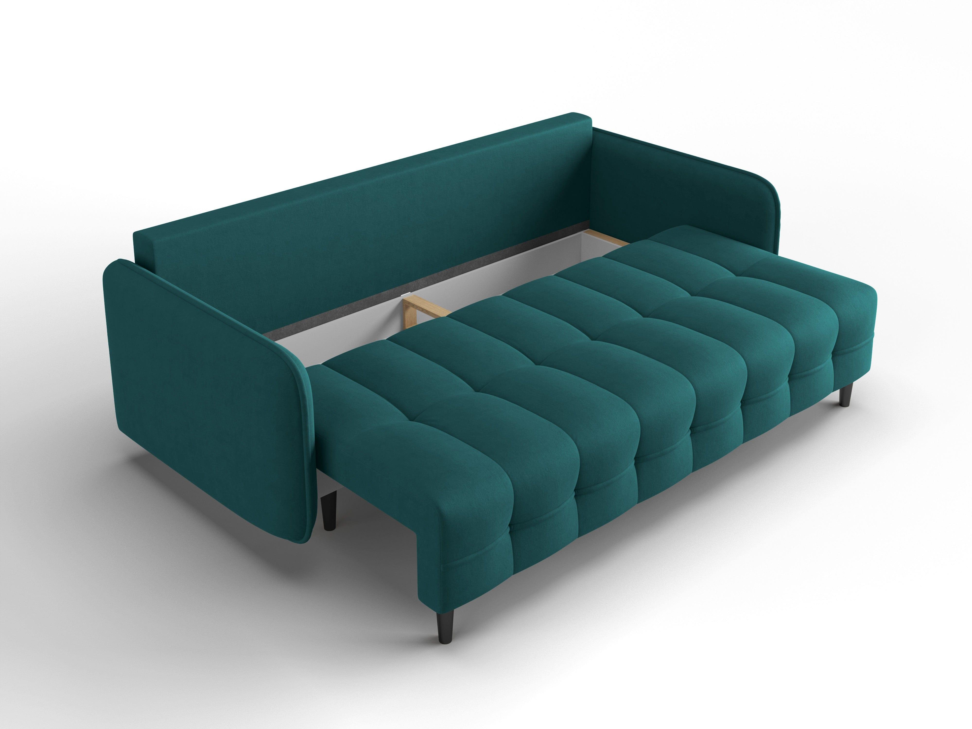 Sofa z funkcją spania SCALETA turkusowy z czarną podstawą, Micadoni, Eye on Design