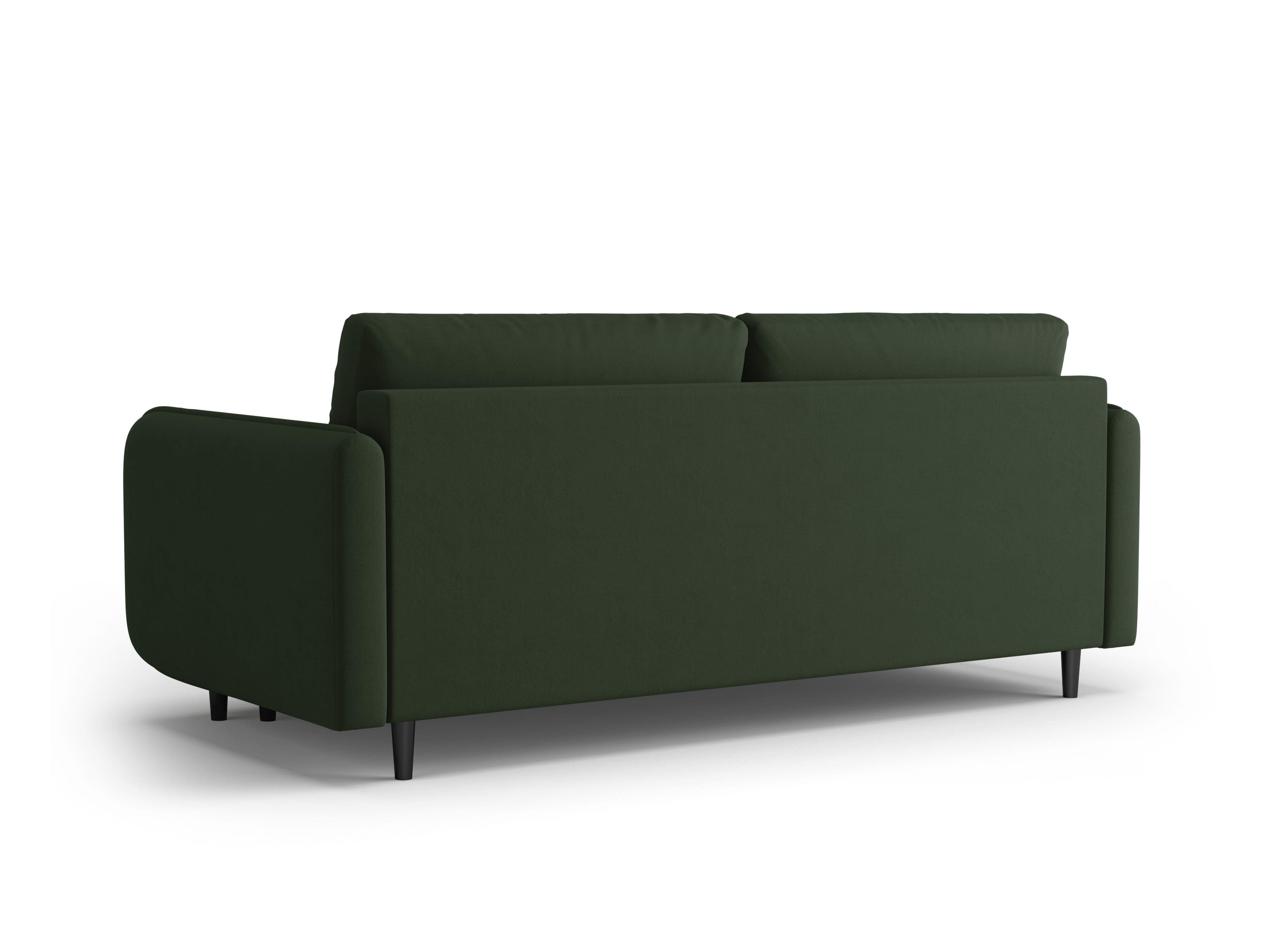 Sofa z funkcją spania NAPOLI ciemnozielony z czarną podstawą Cosmopolitan Design    Eye on Design