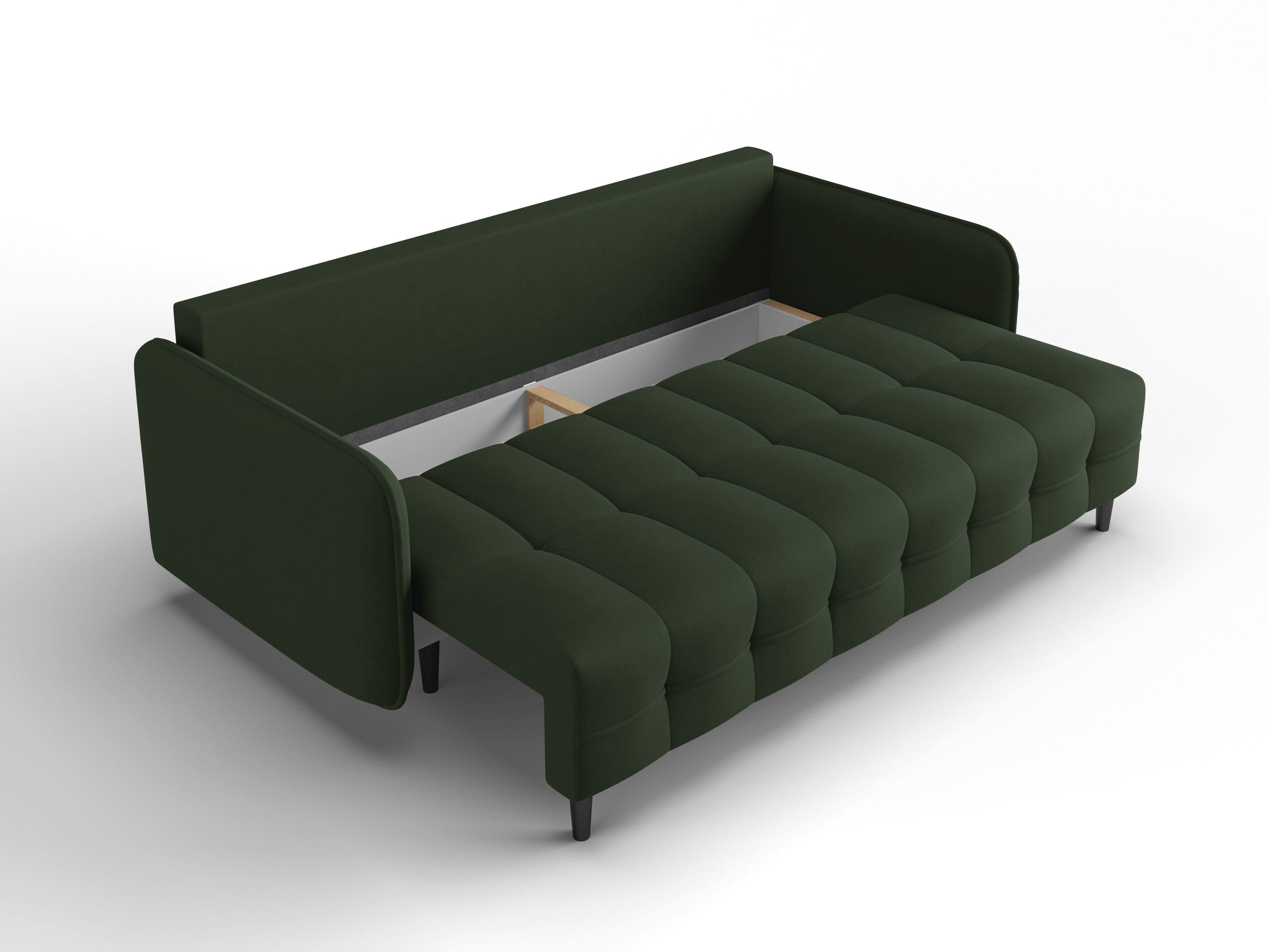 Sofa z funkcją spania NAPOLI ciemnozielony z czarną podstawą Cosmopolitan Design    Eye on Design
