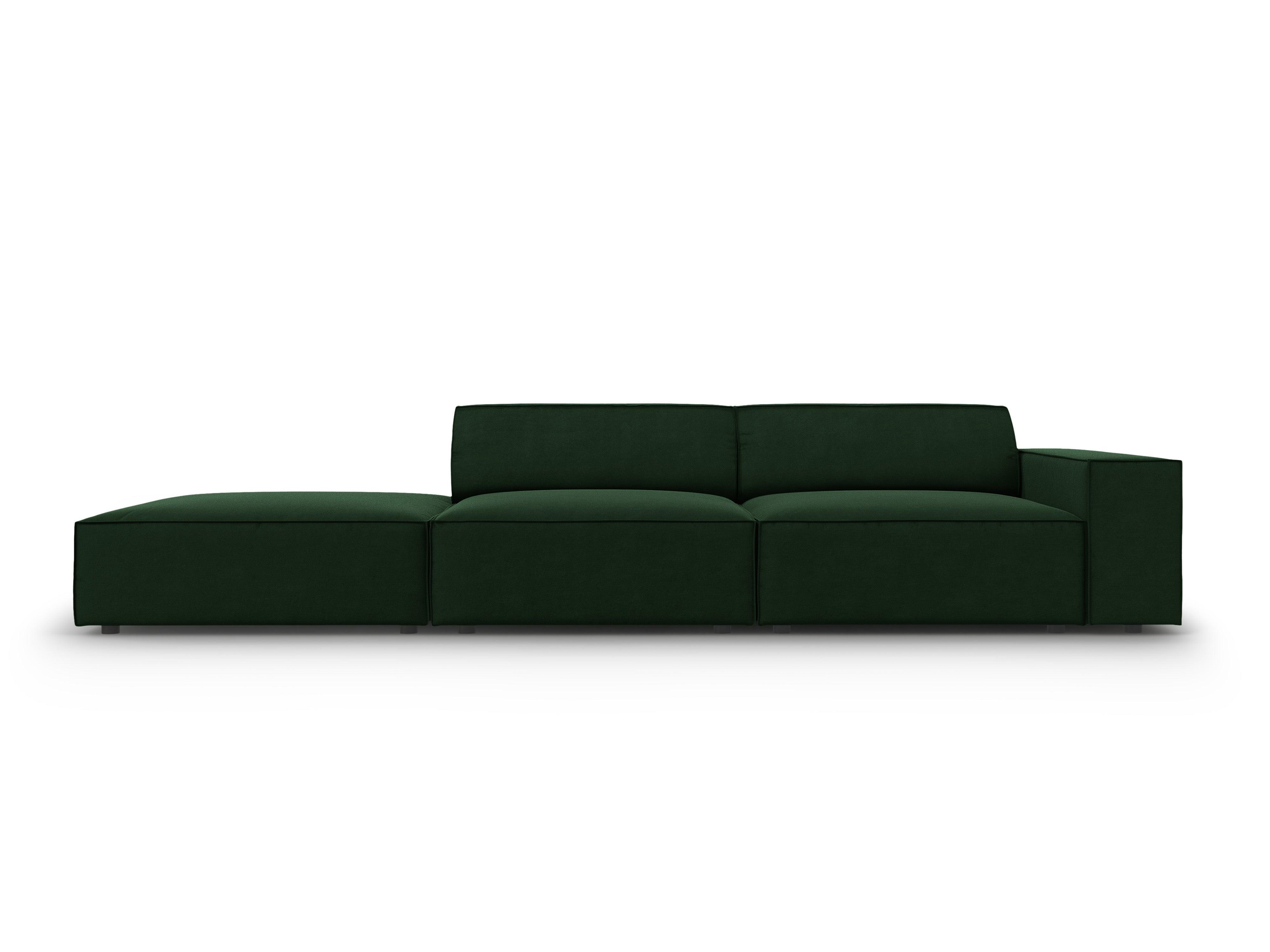 Sofa aksamitna lewostronna 3-osobowa JODIE butelkowa zieleń Micadoni    Eye on Design