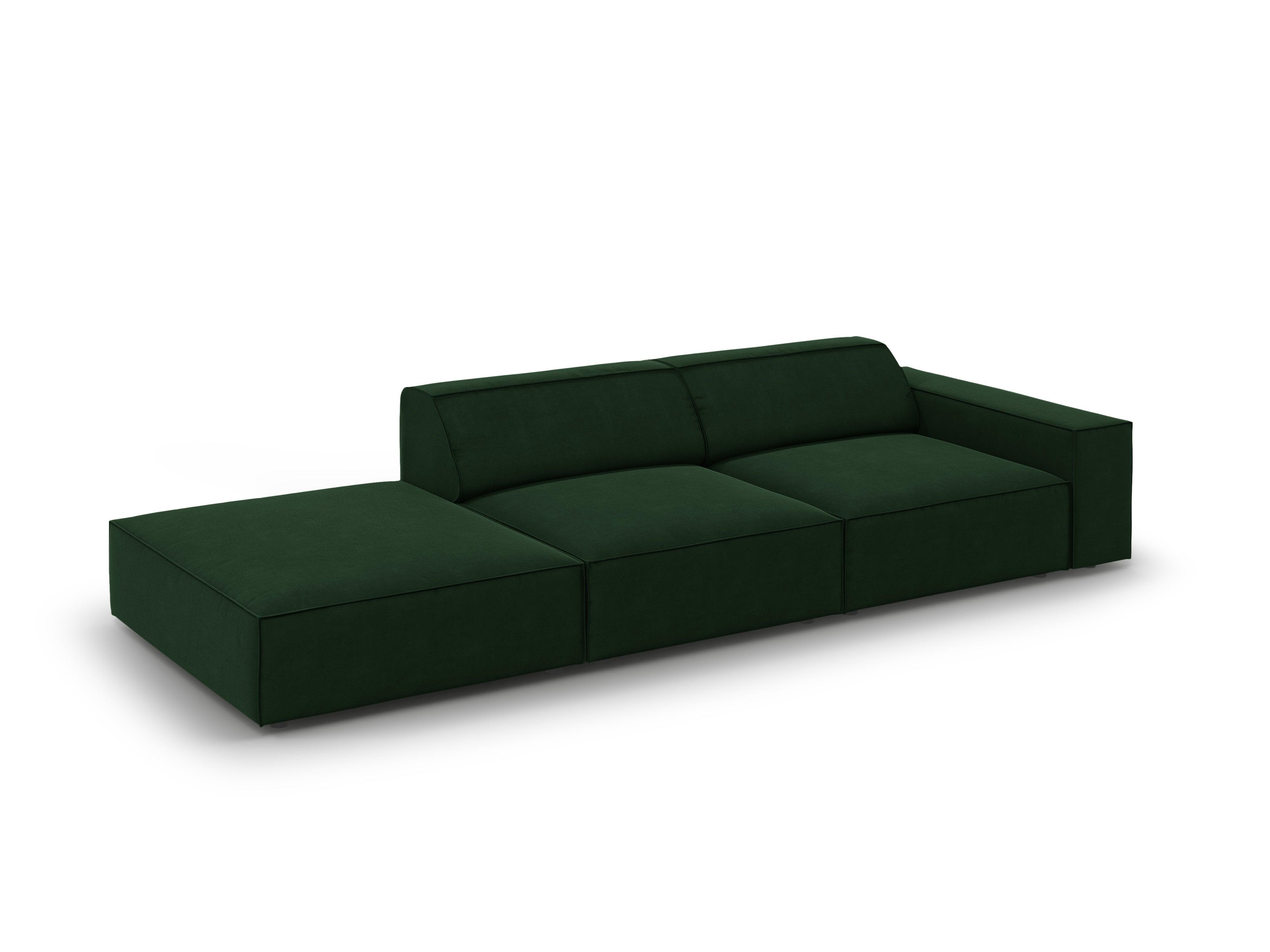 Sofa aksamitna lewostronna 3-osobowa JODIE butelkowa zieleń Micadoni    Eye on Design