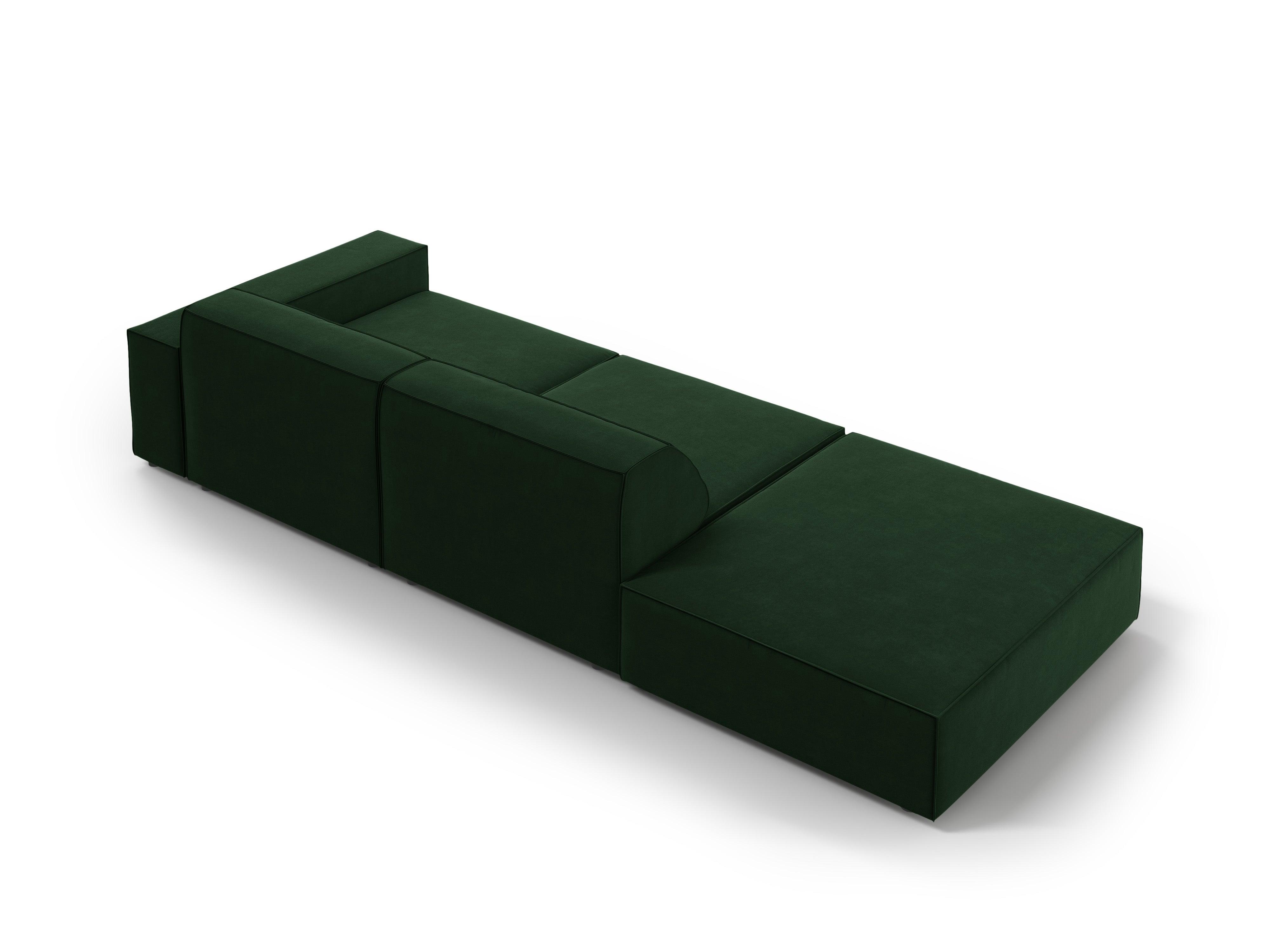 Sofa aksamitna lewostronna 3-osobowa JODIE butelkowa zieleń Micadoni    Eye on Design