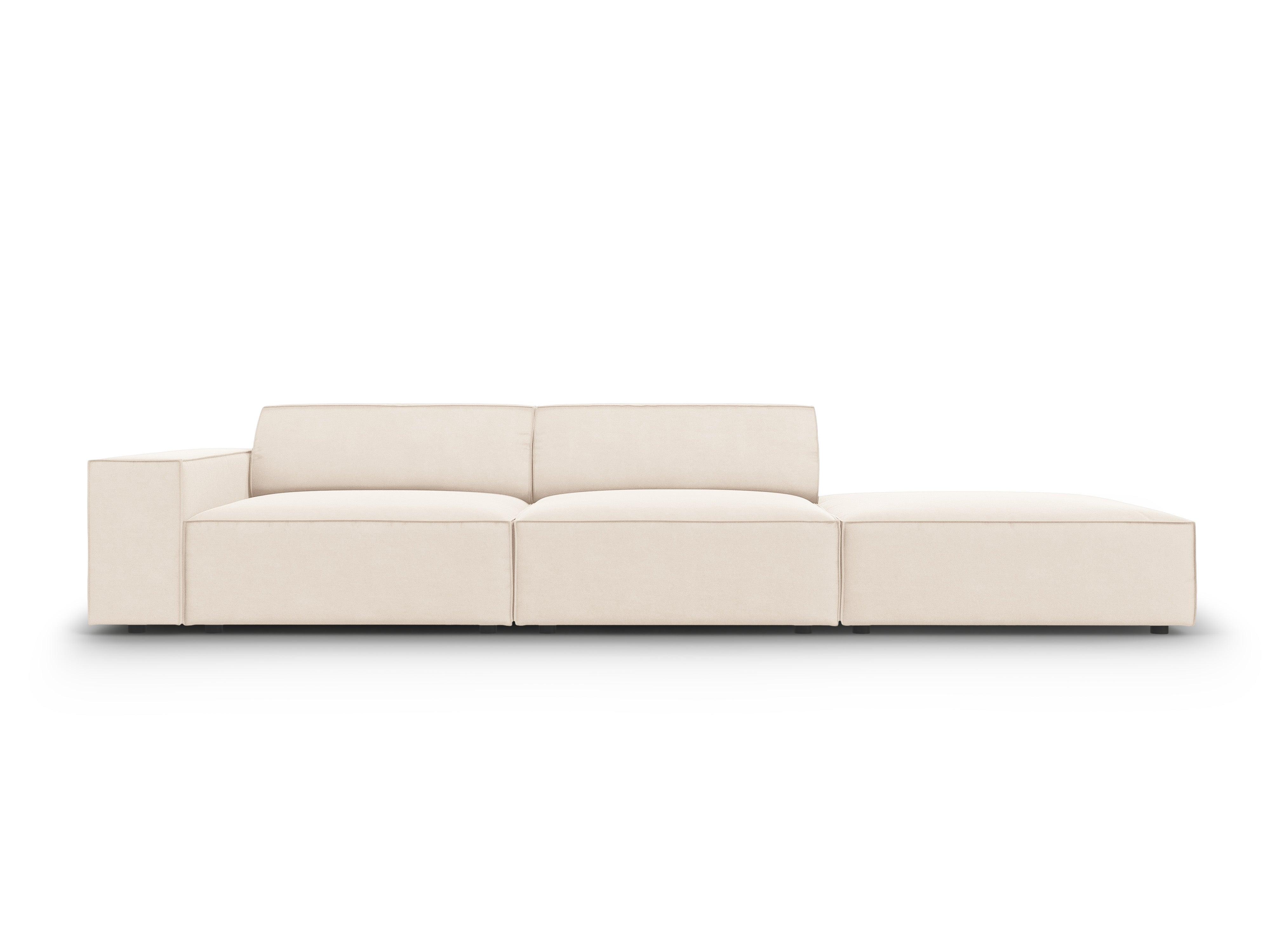 Sofa aksamitna prawostronna 3-osobowa JODIE jasnobeżowy Micadoni    Eye on Design